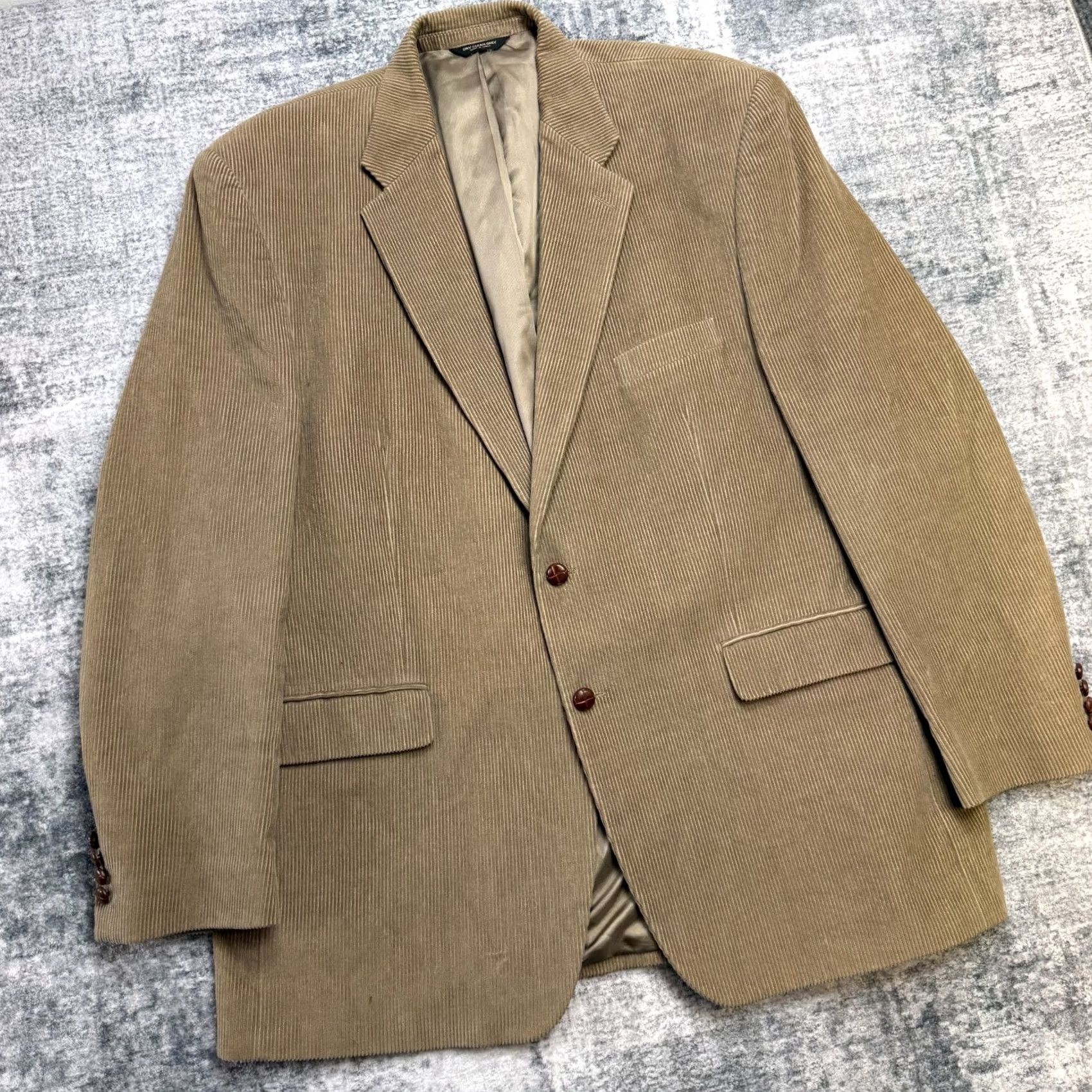 Ralph Lauren Ralph Lauren Blazer Jacket Mens 48L Brown Corduroy Sport Coat Academia Professor Blazer Notch Lapel Single-Breasted 2-Button Front Long Coat/Jacket Size 48R - 2 Thumbnail