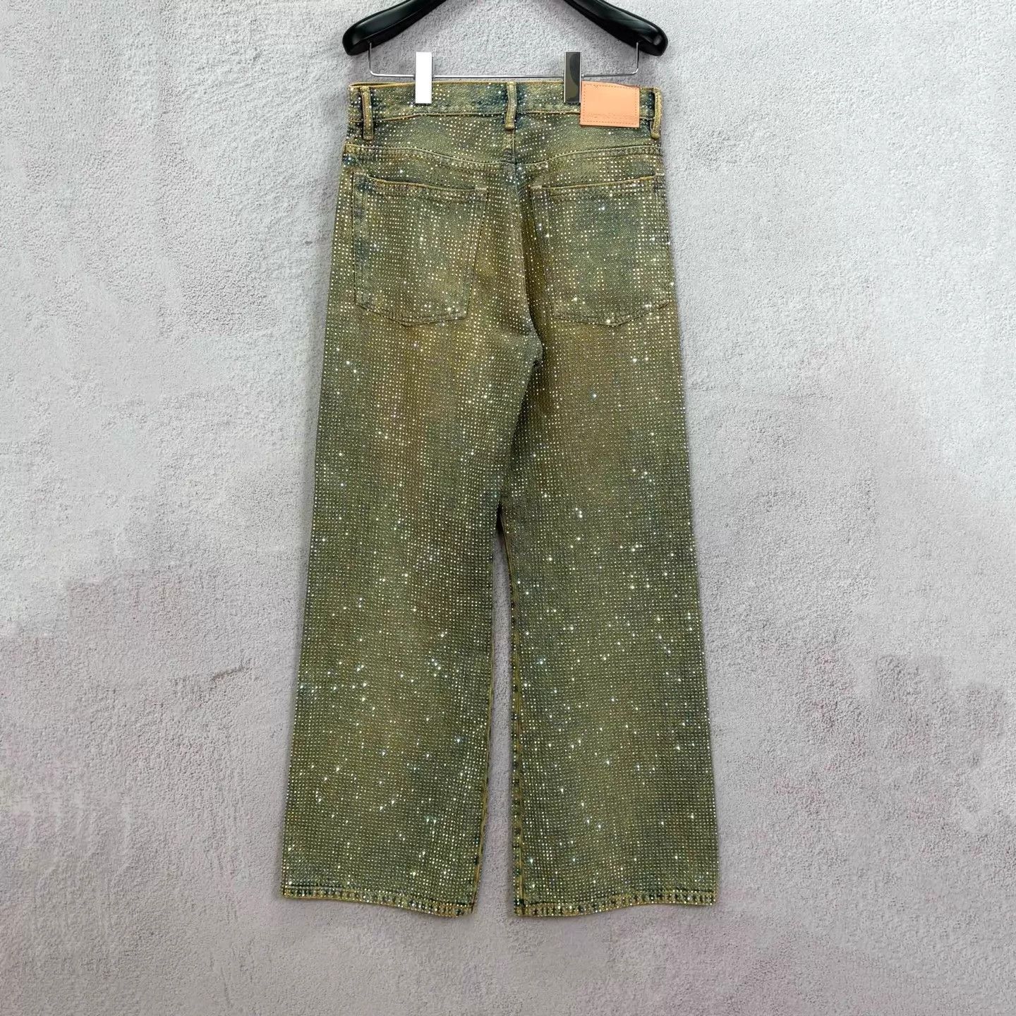 Acne Studios Acne Studios Crystal Studded Olive Wide-Leg Jeans 27 Size 27" / US 4 / IT 40 - 2 Thumbnail