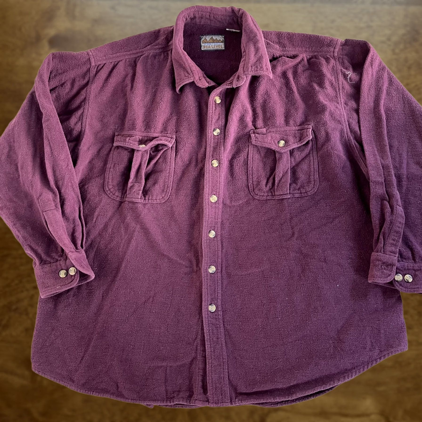 Vintage VINTAGE Sea Level Fleece Shirt Mens XL Burgundy Long Sleeve Button Up Size US XL / EU 56 / 4 - 1 Thumbnail