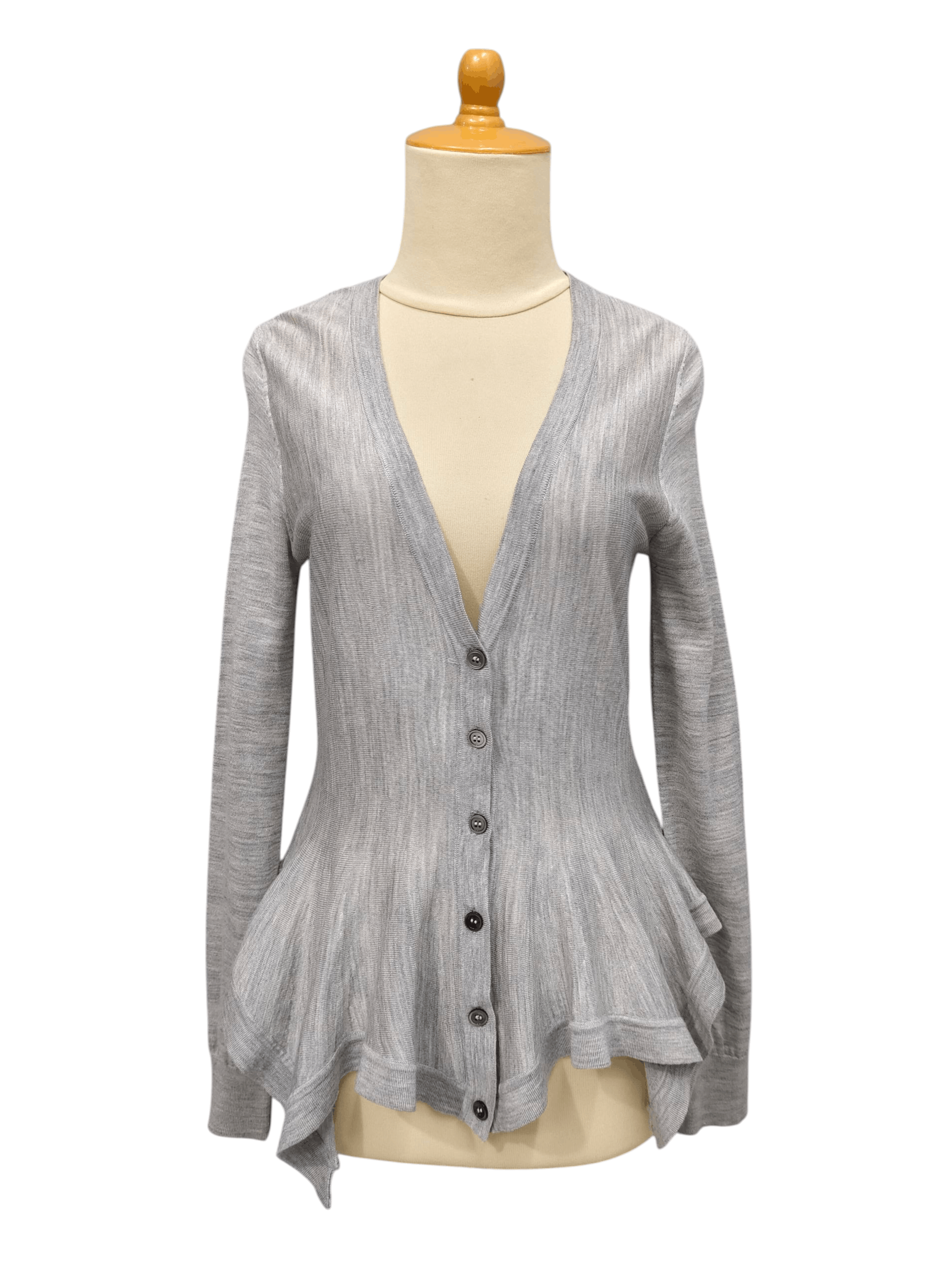 Alexander McQueen Alexander McQueen- Asymmetric Peplum Sculpted Wool Cardigan Size M / US 6-8 / IT 42-44 - 1 Thumbnail