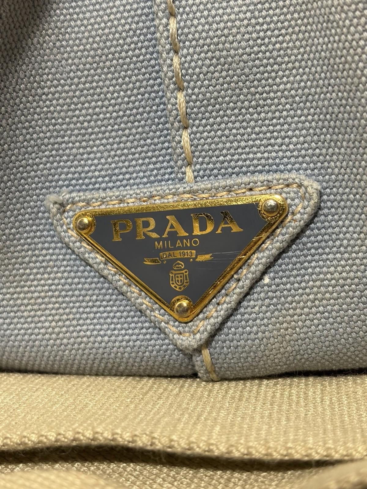 Prada Prada Canapa Light Blue Canvas Hand Tote Bag W Strap/Card Size ONE SIZE - 7 Thumbnail