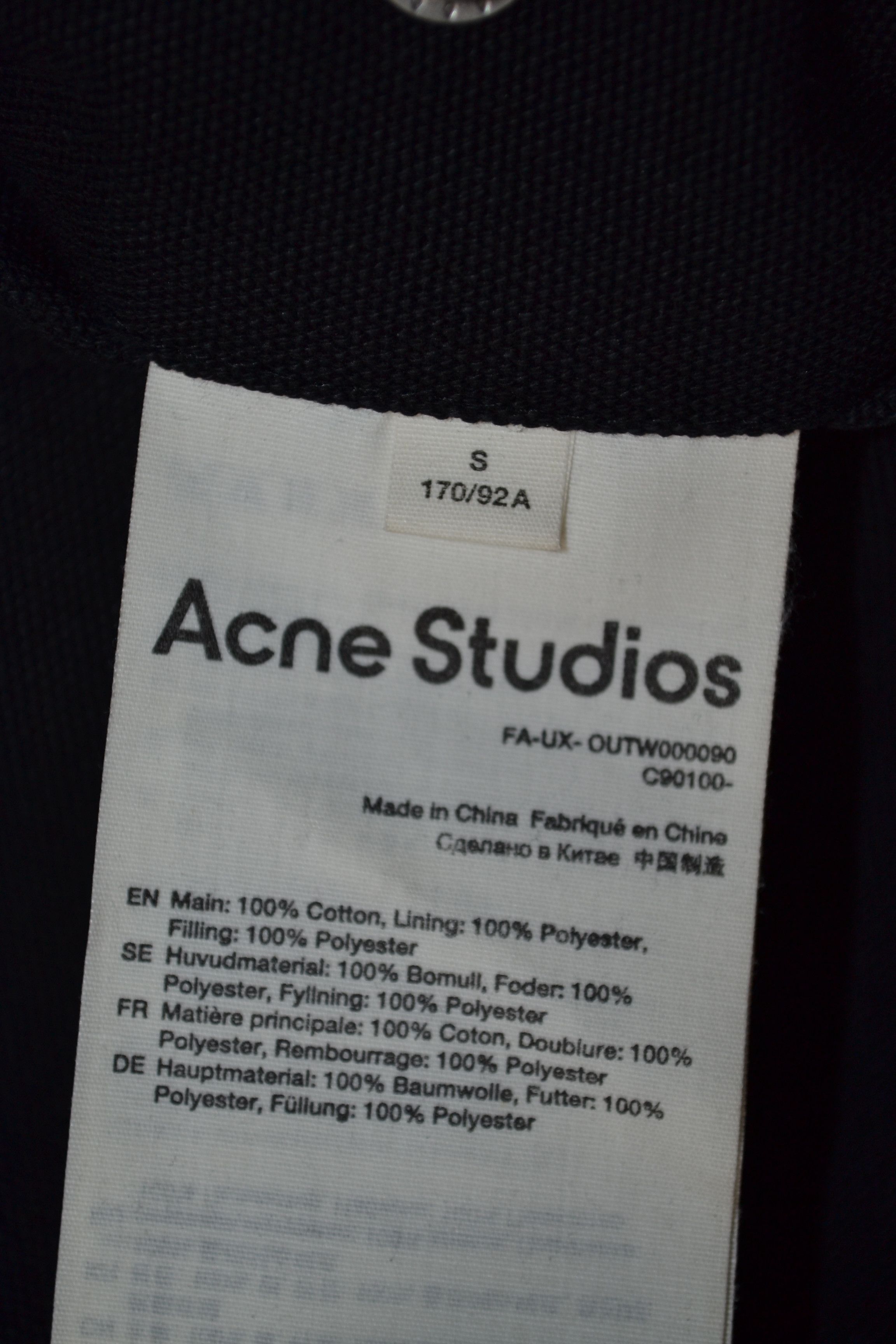 Acne Studios Acne Studios Black Organic Cotton Bomber Jacket S Oversized Size US S / EU 44-46 / 1 - 14 Thumbnail