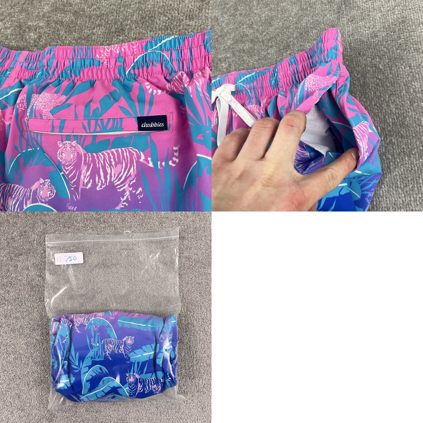 Chubbies Chubbies Trunks Mens 2XL 7" Lined Hydrofoils Floral Tiger Pink Blue Board Size US 39 - 8 Thumbnail