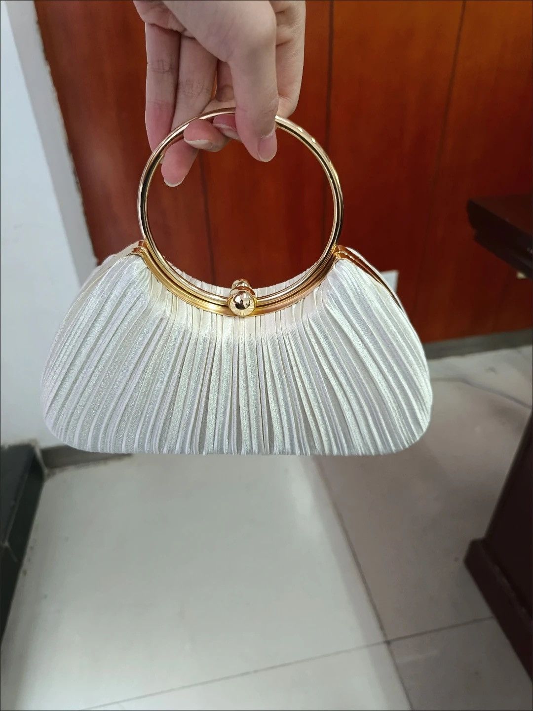 Other Satin Ruched Evening Bag – Ring Handle Party Clutch Size ONE SIZE - 2 Thumbnail