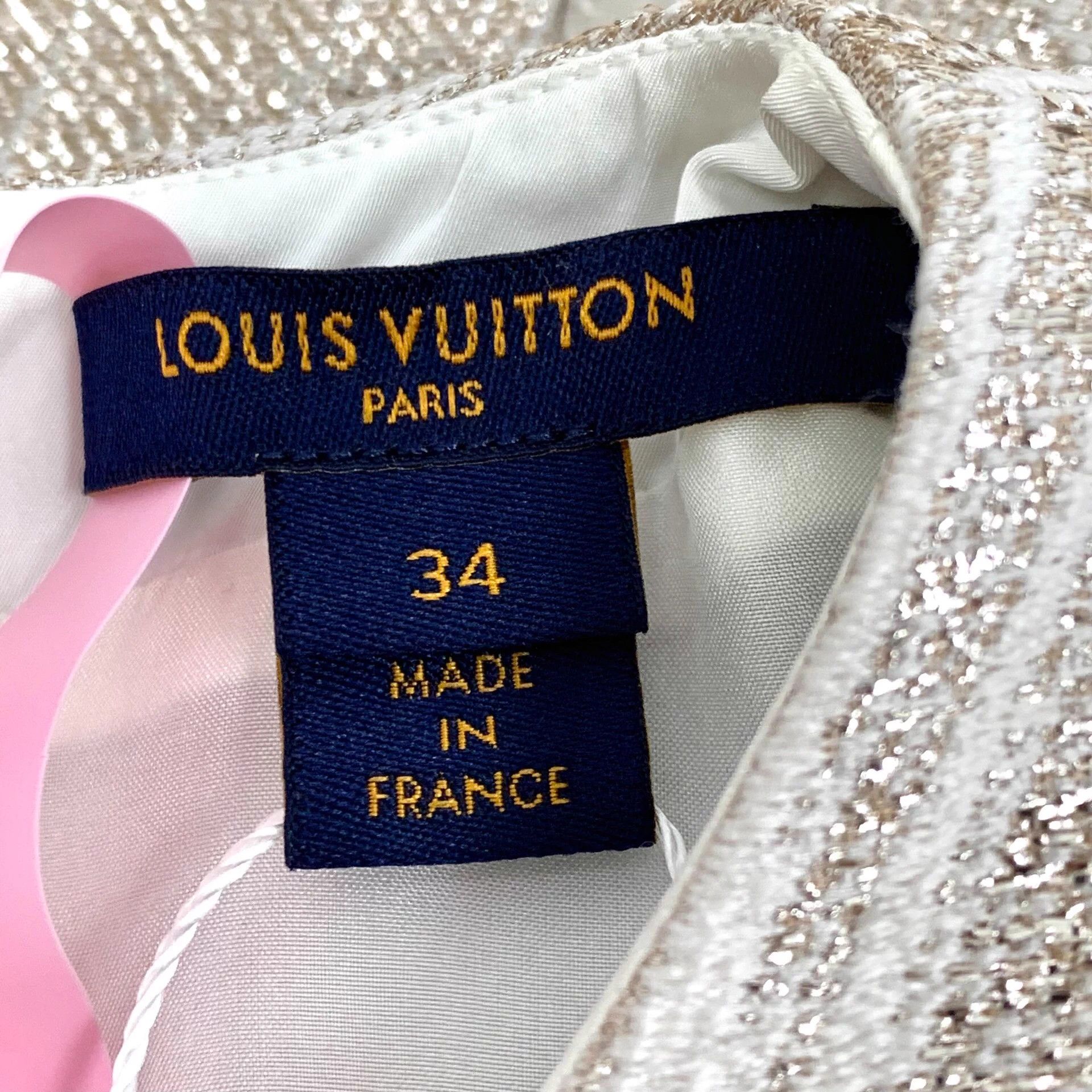 Louis Vuitton Louis Vuitton Beige Gold Thread Embroidered Wool Dress XXS Size XXS / US 00 / IT 34 - 5 Thumbnail
