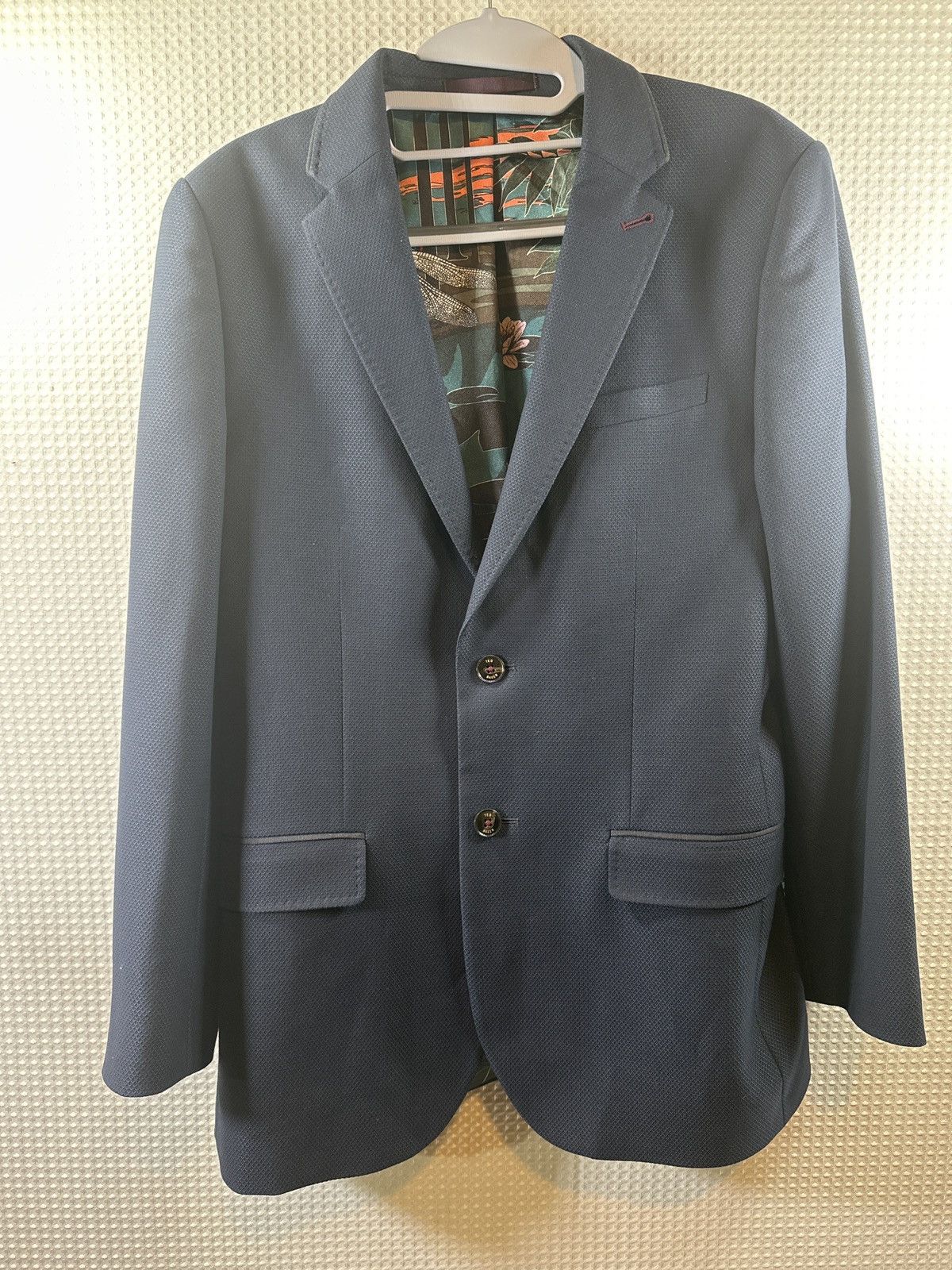 Ted Baker Ted Baker Slim Fit Suit in Navy Blue Textured Wool Size 40S - 2 Thumbnail