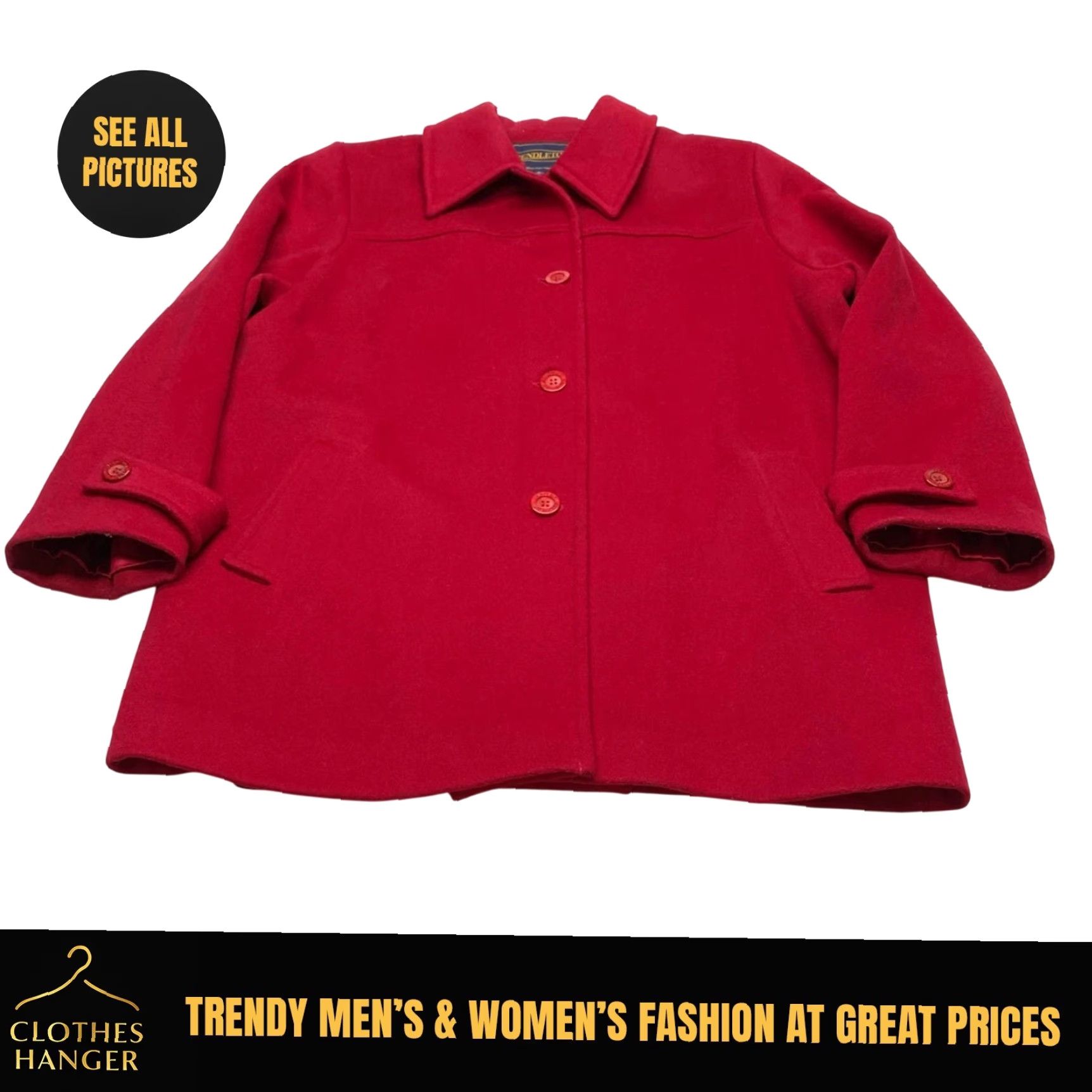 Pendleton VINTAGE Pendleton Coat Womens XL Red 100% Wool Button Front Lined Made in USA Size XL / US 12-14 / IT 48-50 - 2 Thumbnail