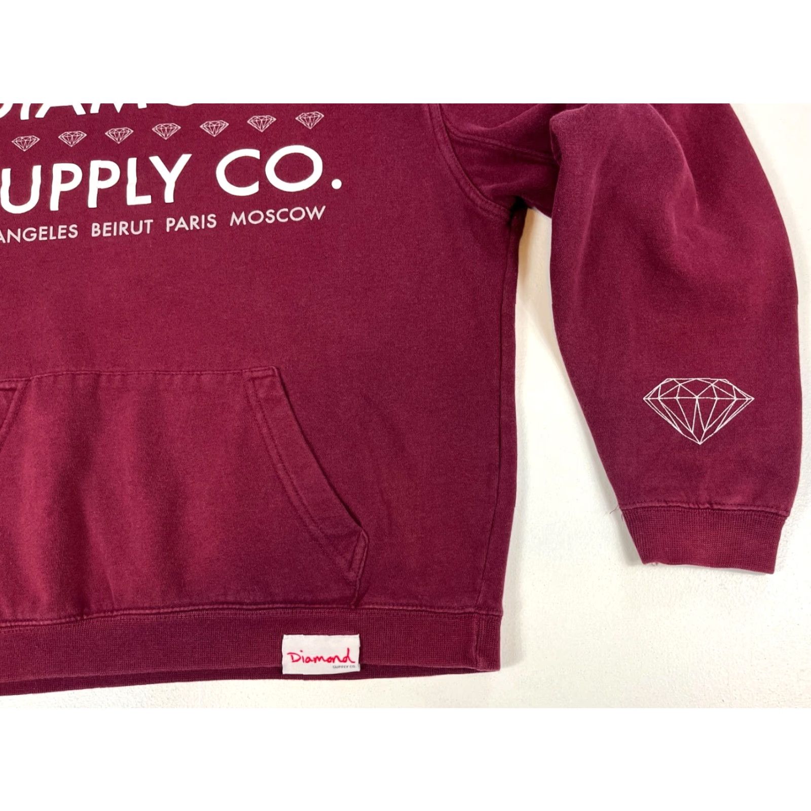 Vintage VINTAGE Diamond Supply Co. Hoodie Mens Shirt S Maroon Graphic Print Hooded Pullover Designer 90s Size US S / EU 44-46 / 1 - 6 Thumbnail