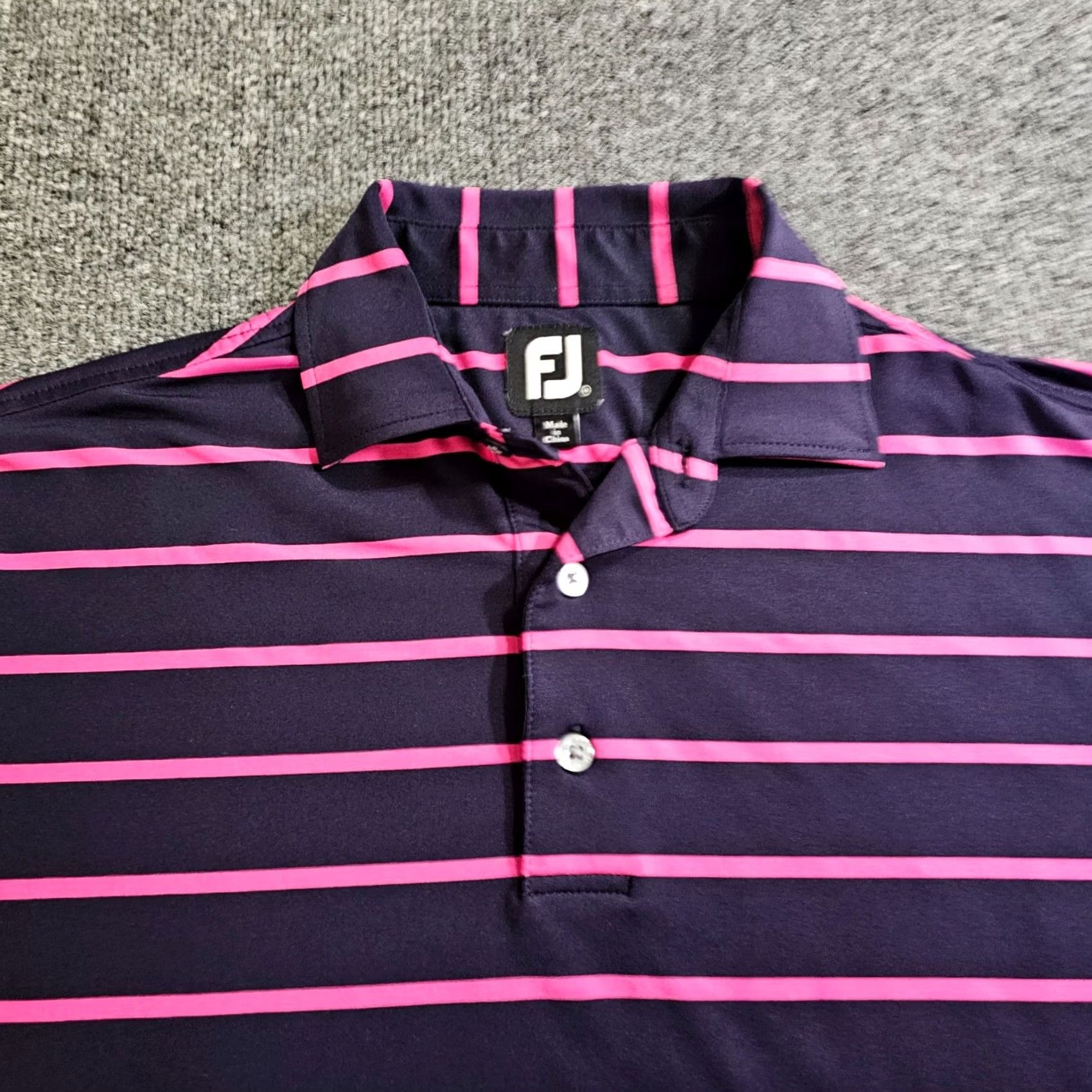 Footjoy FootJoy Polo Shirt Mens Medium Navy Blue Pink Striped Golf Performance Casual Polo Shirt Size US M / EU 48-50 / 2 - 2 Thumbnail