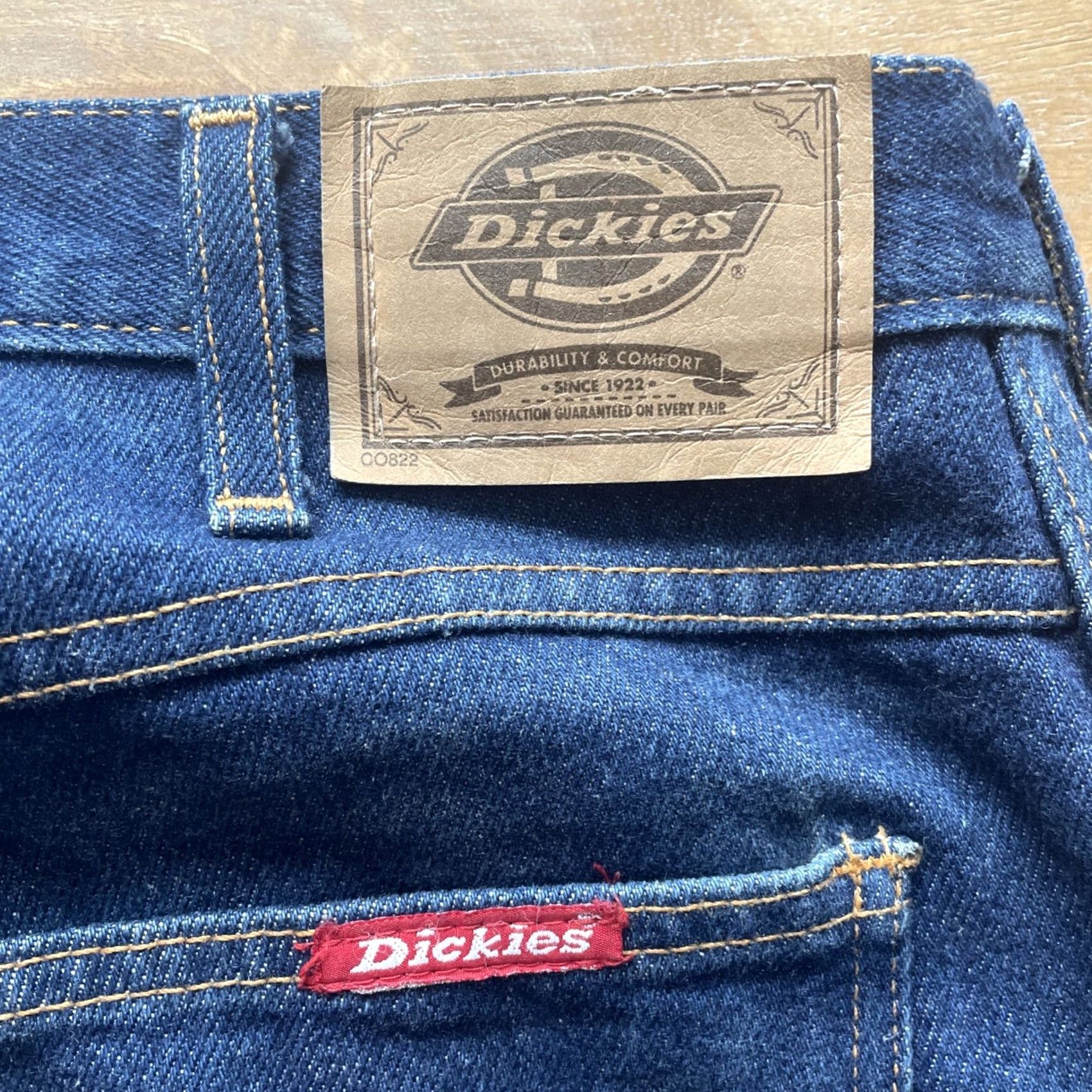 Dickies VINTAGE Dickies Jeans Mens 30X34 Dark Wash Carpenter Zipper USA Denim 5-Pocket Regular Blue 70s Workwear Cowboy Mens Size US 30 / EU 46 - 4 Thumbnail