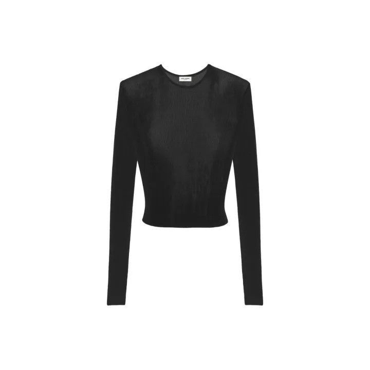 Saint Laurent Paris Saint Laurent Black Long Sleeve Knit Top -2507 Size M / US 6-8 / IT 42-44 - 7 Thumbnail