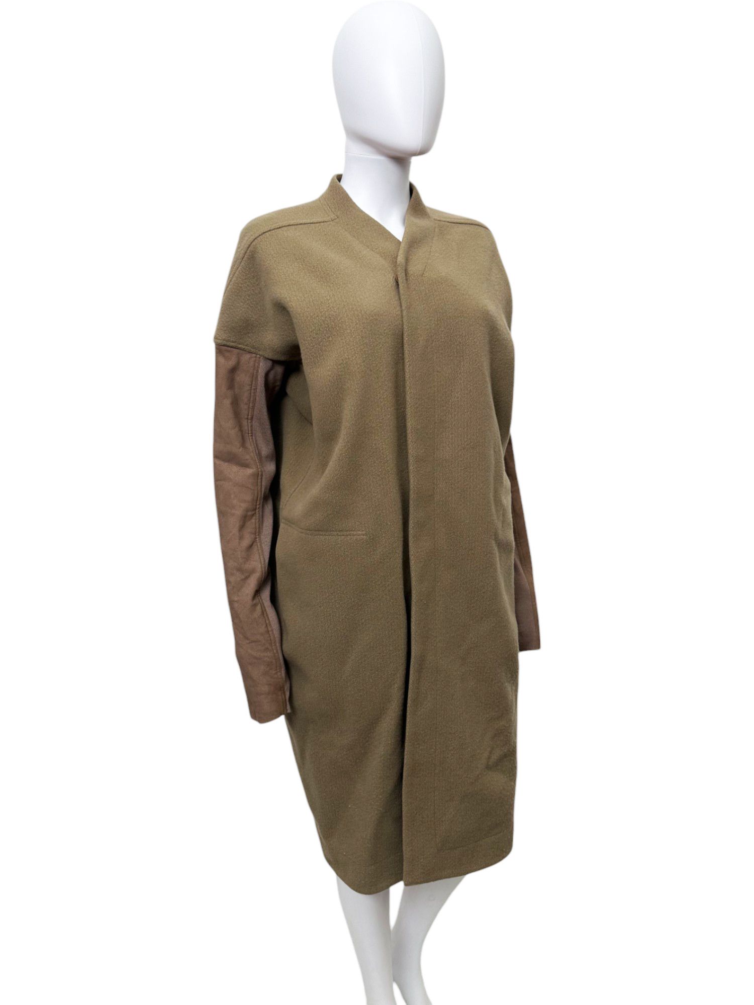 Rick Owens S/S 2015 "FAUN" Brown Wool and Suede Coat Size M / US 6-8 / IT 42-44 - 4 Thumbnail