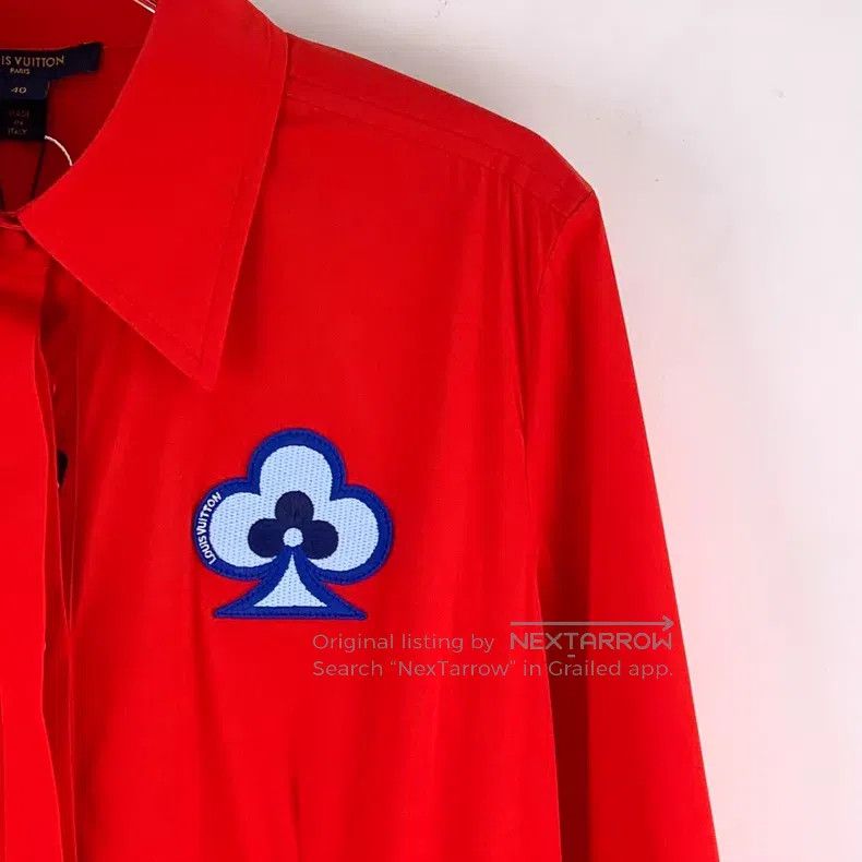 Louis Vuitton Louis Vuitton Red presbyopic embroidered cotton lapel long Size S / US 4 / IT 40 - 3 Thumbnail