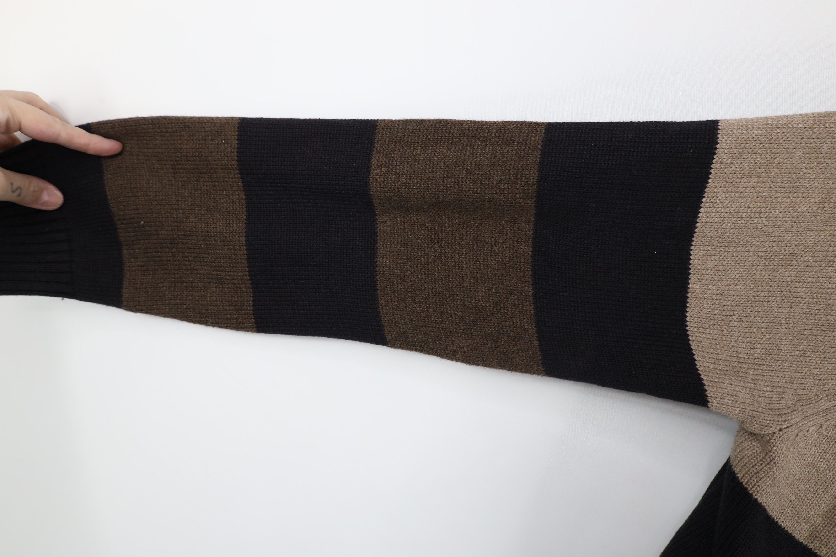 Vintage Vintage 90s Streetwear Block Striped Knit Sweater Brown Size US M / EU 48-50 / 2 - 6 Thumbnail