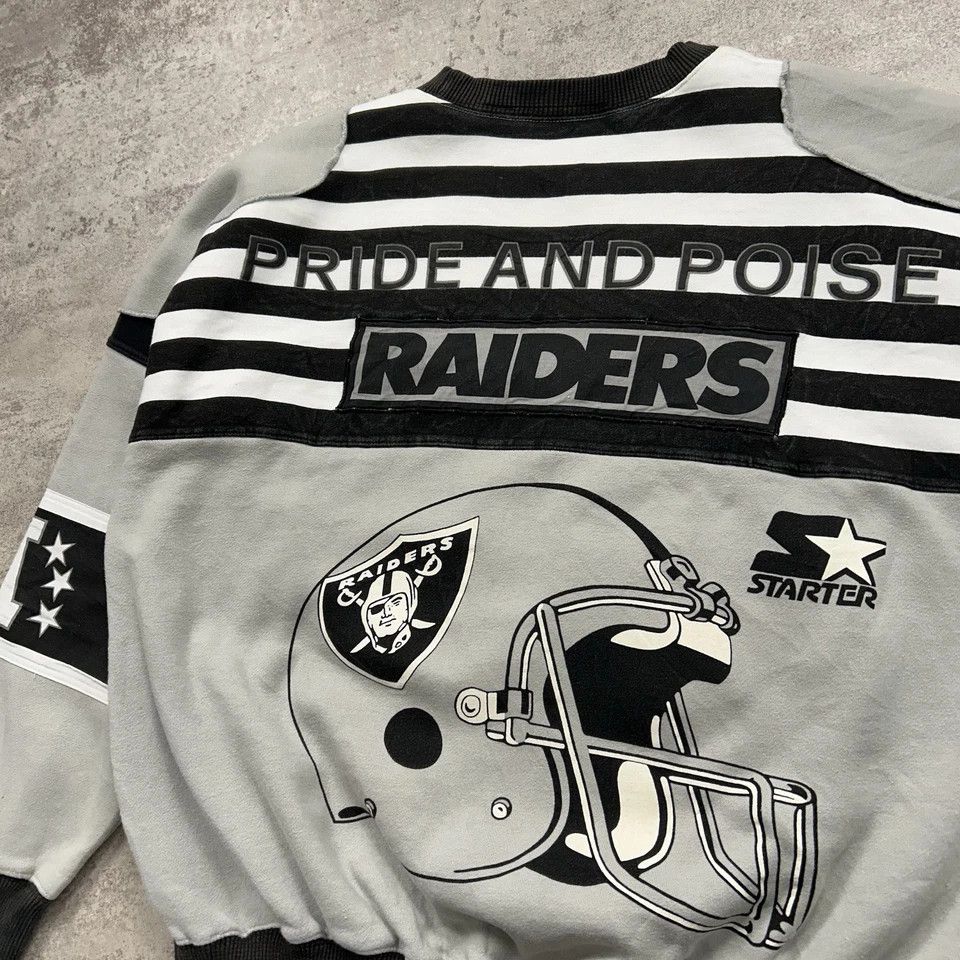 NFL × Starter × Vintage RARE LOS ANGELES RAIDERS SWEATSHIRT CREWNECK AUTHENTIC Size US XL / EU 56 / 4 - 4 Thumbnail