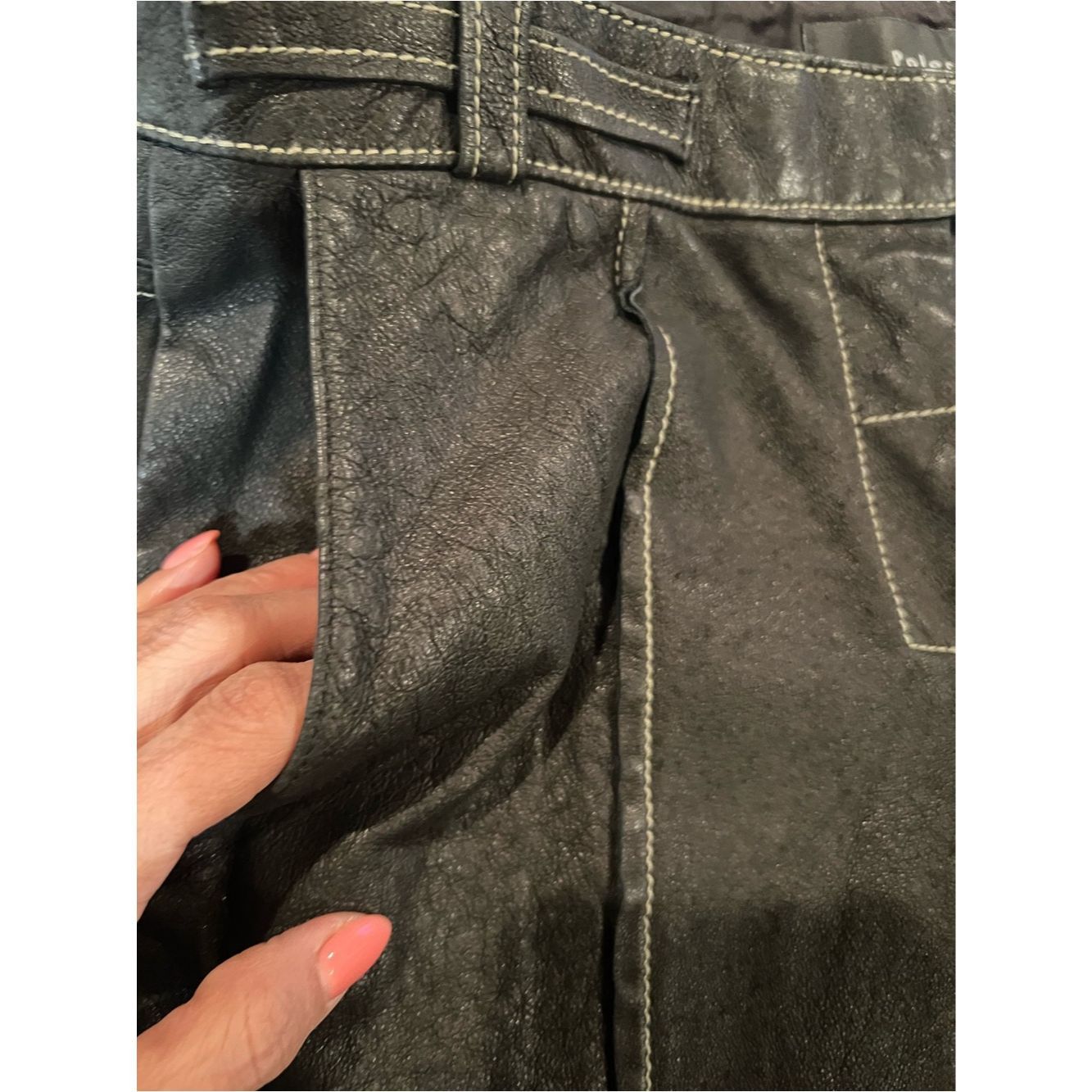 Other Poleci Black Leather Bootcut Pants XS 0–2 Low Rise Sample C Size 26" / US 2 / IT 38 - 8 Thumbnail