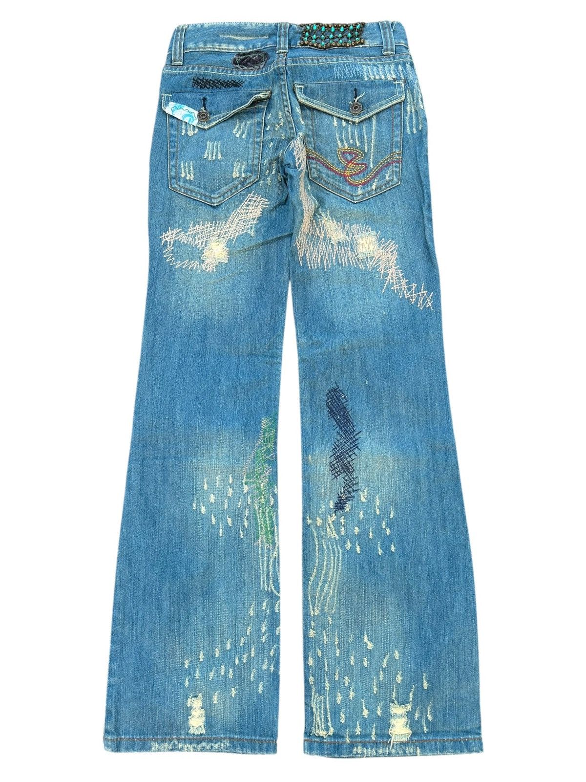 Kapital × Vintage × Who Decides War Hippies Style Japanese Distressed Denim Jeans Rare 🎌☠️ Size US 27 - 2 Thumbnail