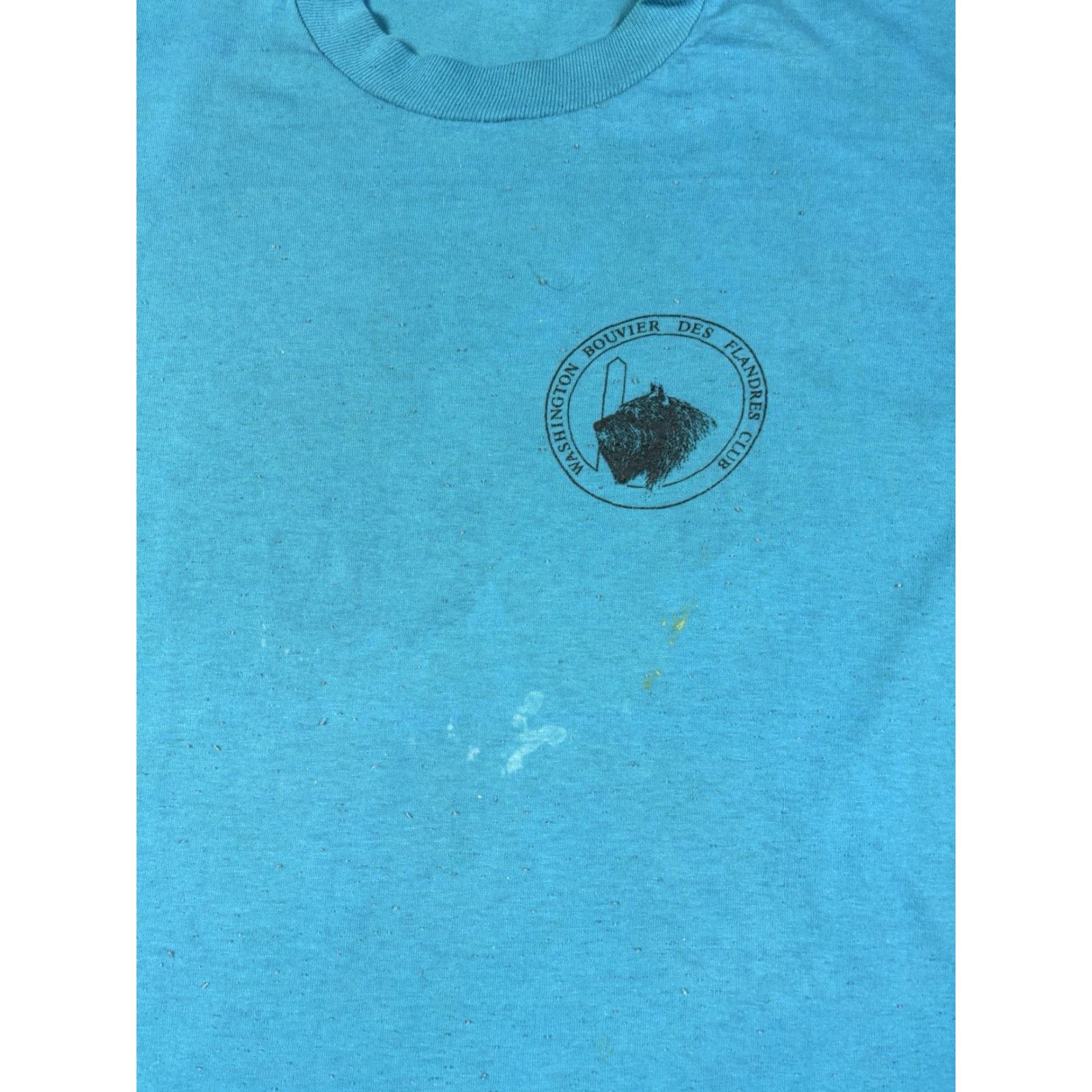 Jerzees VINTAGE Jerzees Dog Graphic T-Shirt M Blue Crew Neck Short Sleeve Men 80s Retro Peanuts Rainbow Cars - 80s, Dog, Retro Size US M / EU 48-50 / 2 - 5 Thumbnail