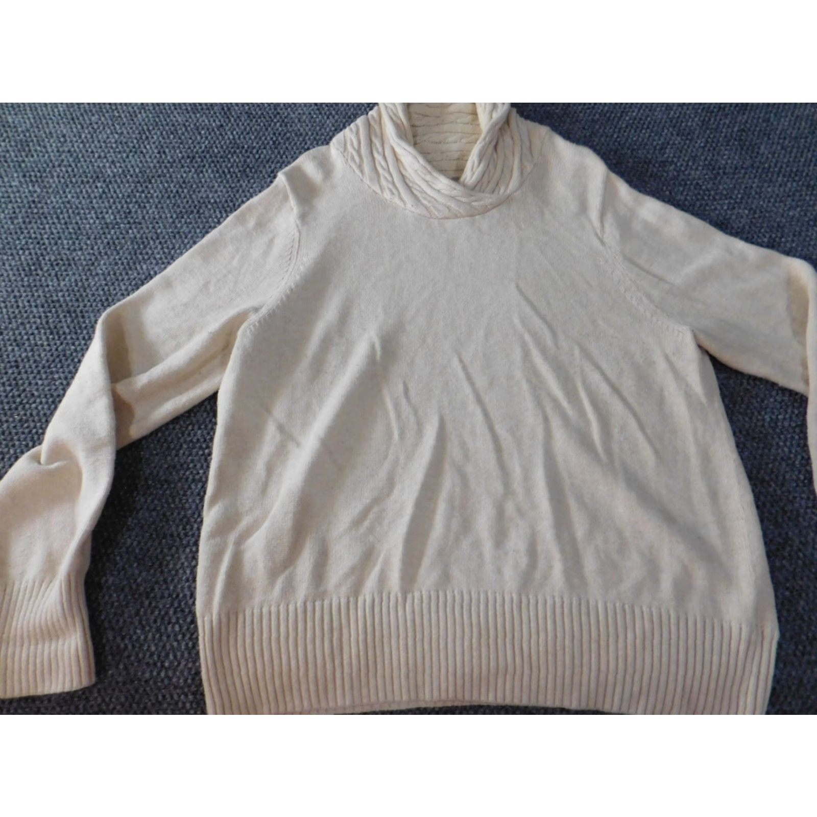 Croft & Barrow Croft & Barrow Womens Sweater Large Beige pullover classic Knit Crew Neck Long Sleeve Regular Stretch Cotton Size L / US 10 / IT 46 - 3 Thumbnail