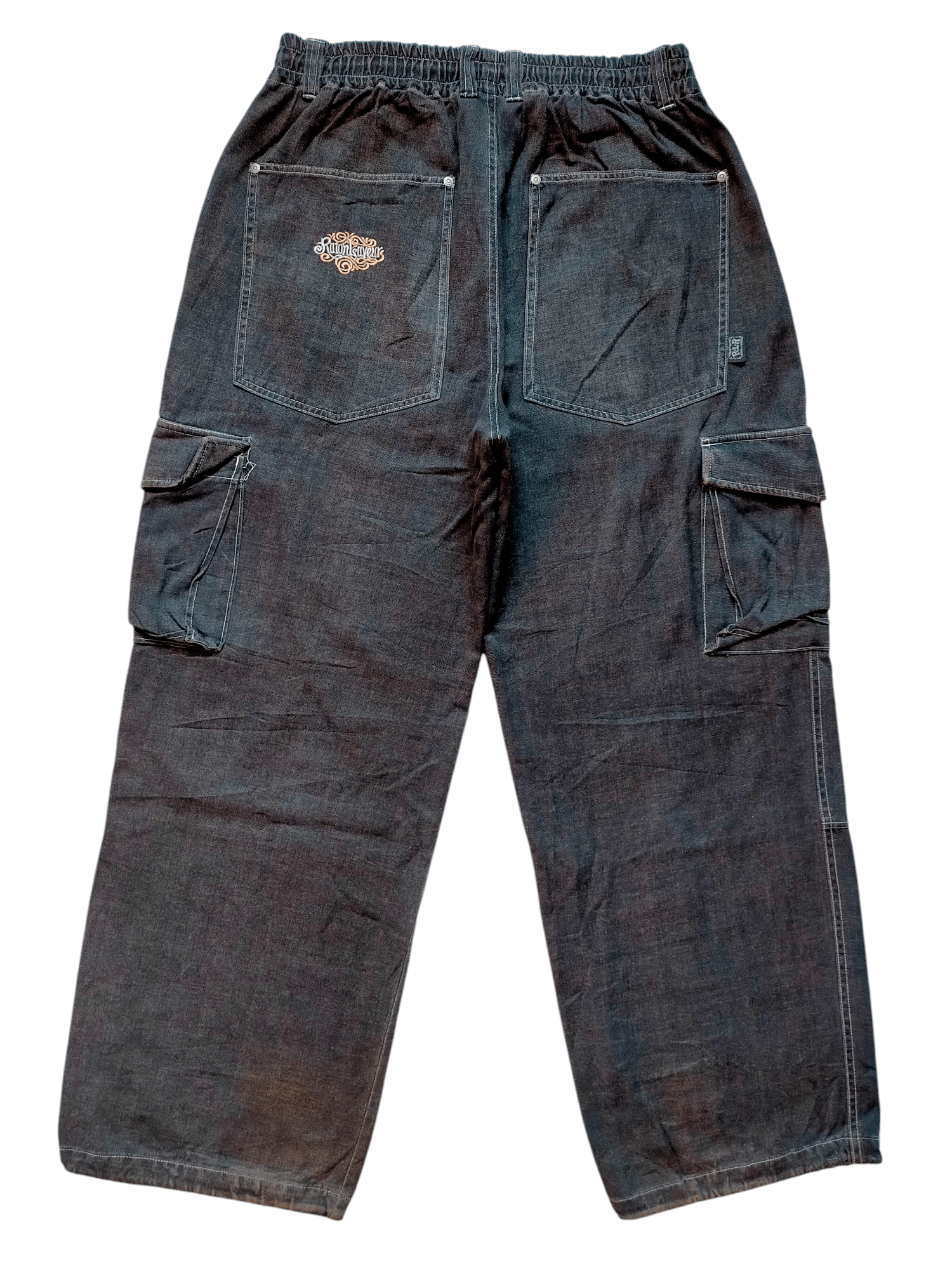 JNCO × Japanese Brand Raton Laveur Wide Leg Baggy Cargo Embroidered Black Jeans Size US 32 / EU 48 - 1 Thumbnail