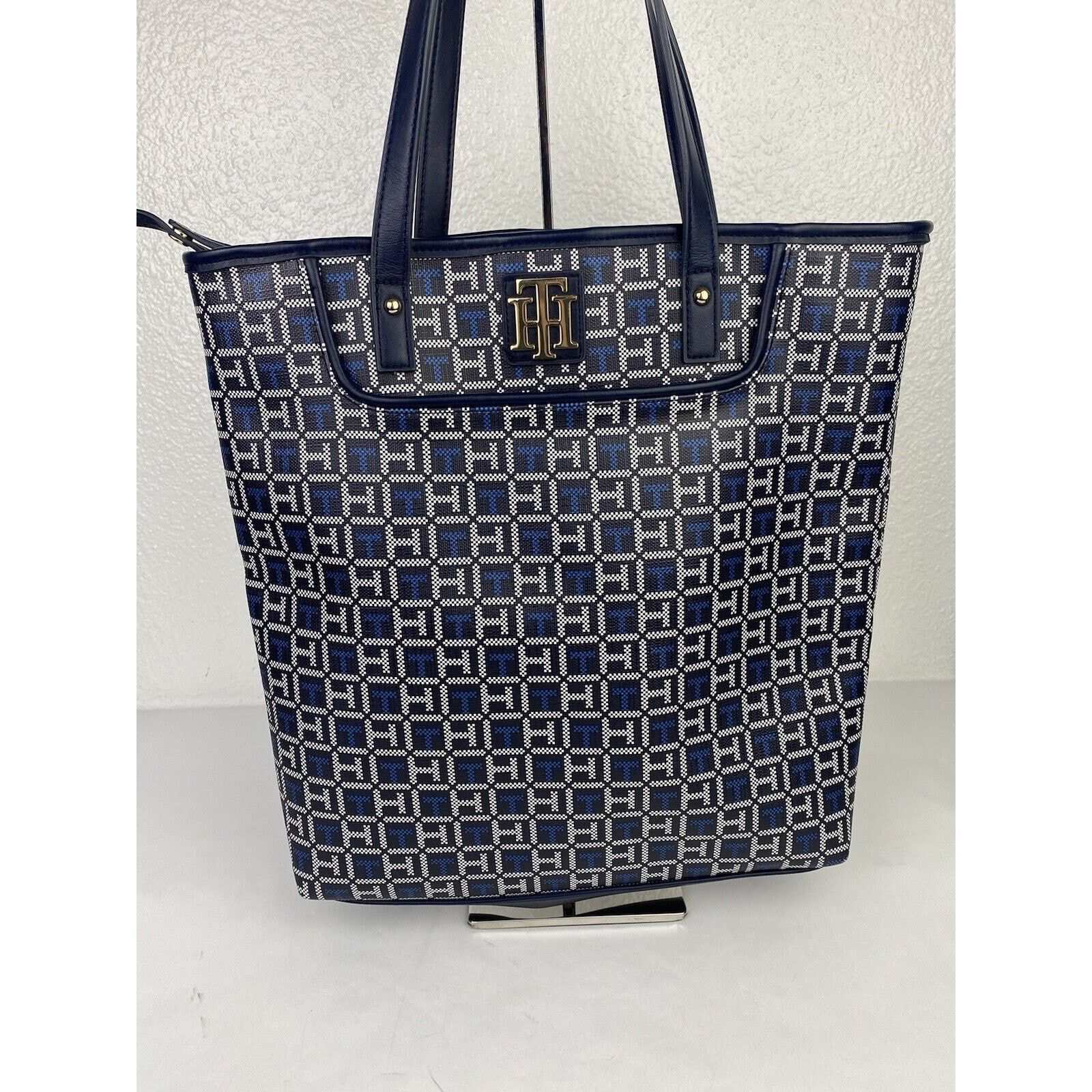 Tommy Hilfiger Tommy Hilfiger Blue Tote Logo Monogram Purse Shoulder Bag Size ONE SIZE - 5 Thumbnail
