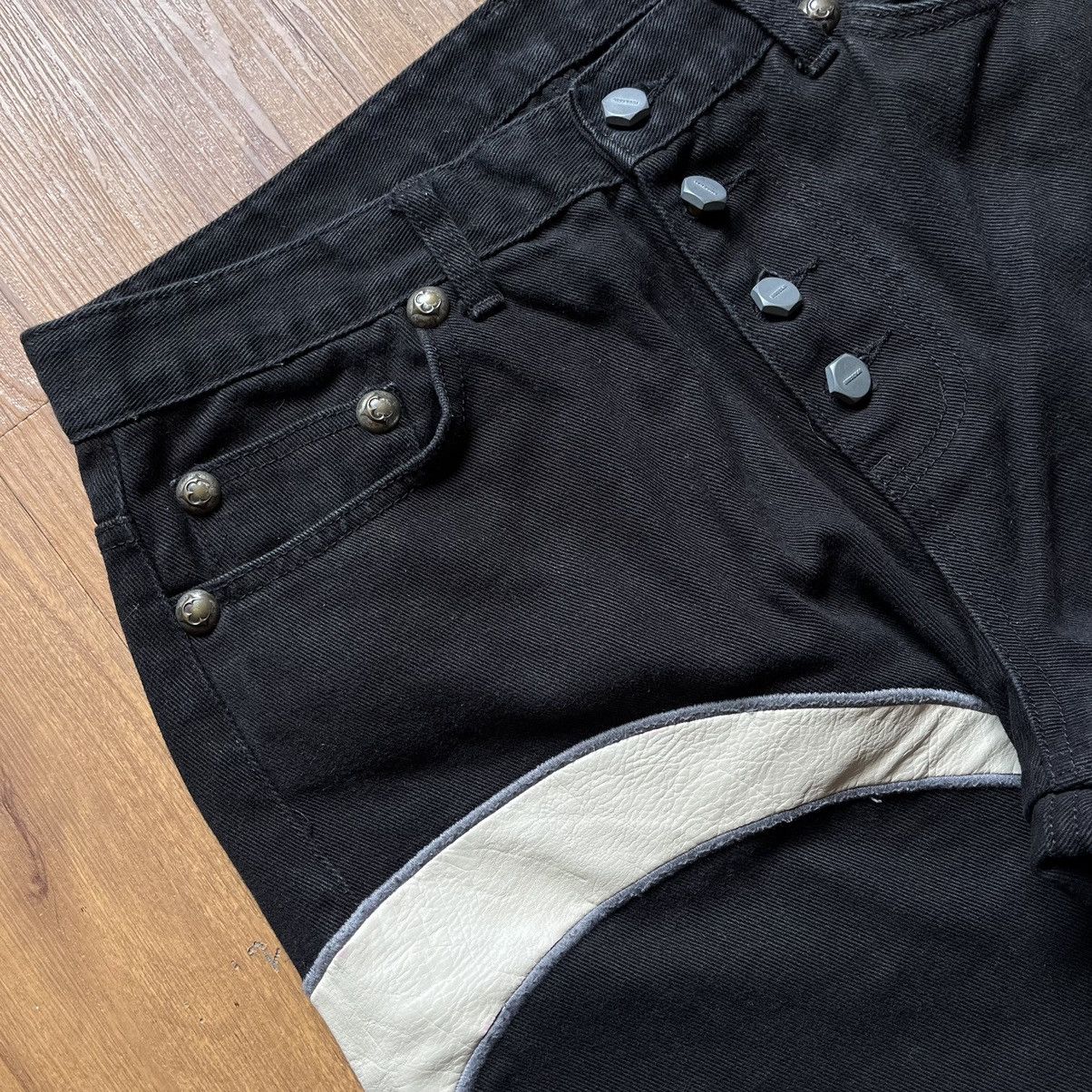 Japanese Brand × Thug Club Thug Club Leather Denim Pants Size US 33 - 6 Thumbnail