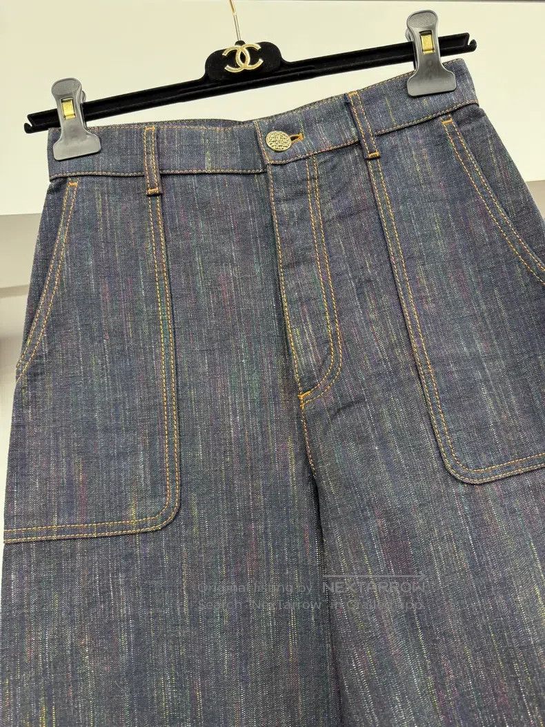 Chanel Chanel Dark blue denim wide-leg trousers Size 42" / US 20 - 2 Thumbnail