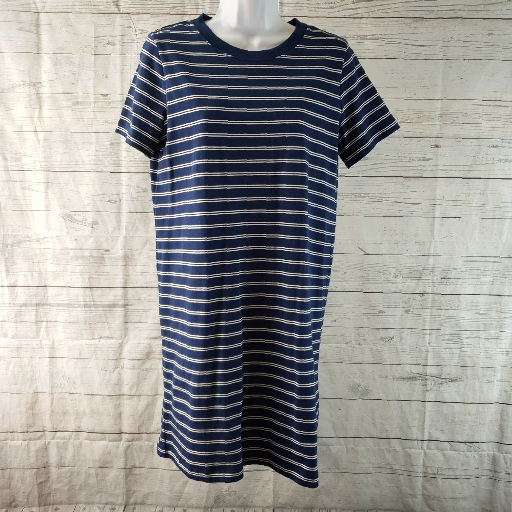 Madewell Madewell Womens Tee Dress in Epperson Stripe Sz Small Blue Short Sleeve Cotton Dress Size 28" / US 6 / IT 42 - 2 Thumbnail