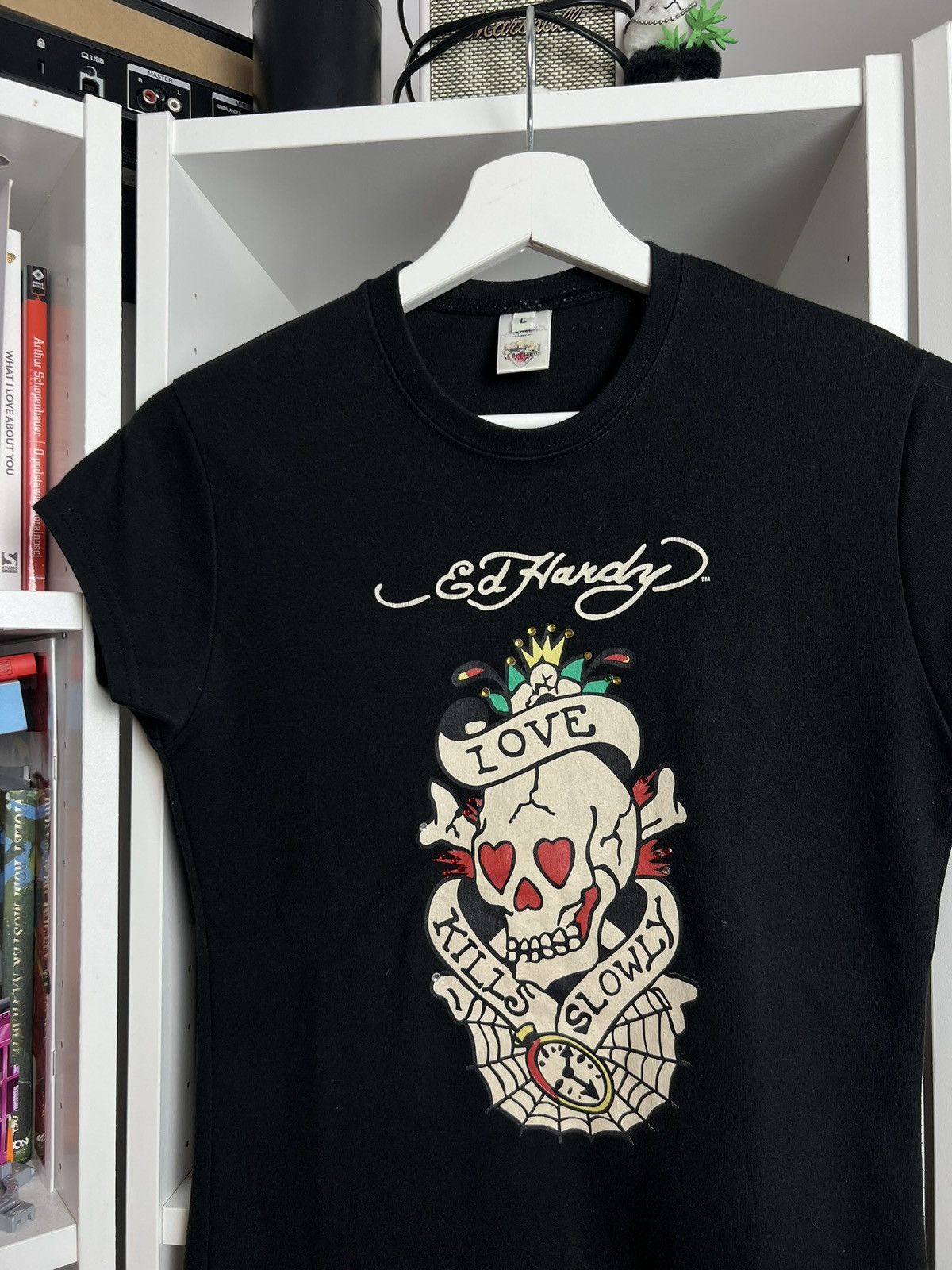 Ed Hardy × Vintage Vintage y2k Ed hardy big Logo t-shirt L avantgarde drain 90s Size L / US 10 / IT 46 - 3 Thumbnail