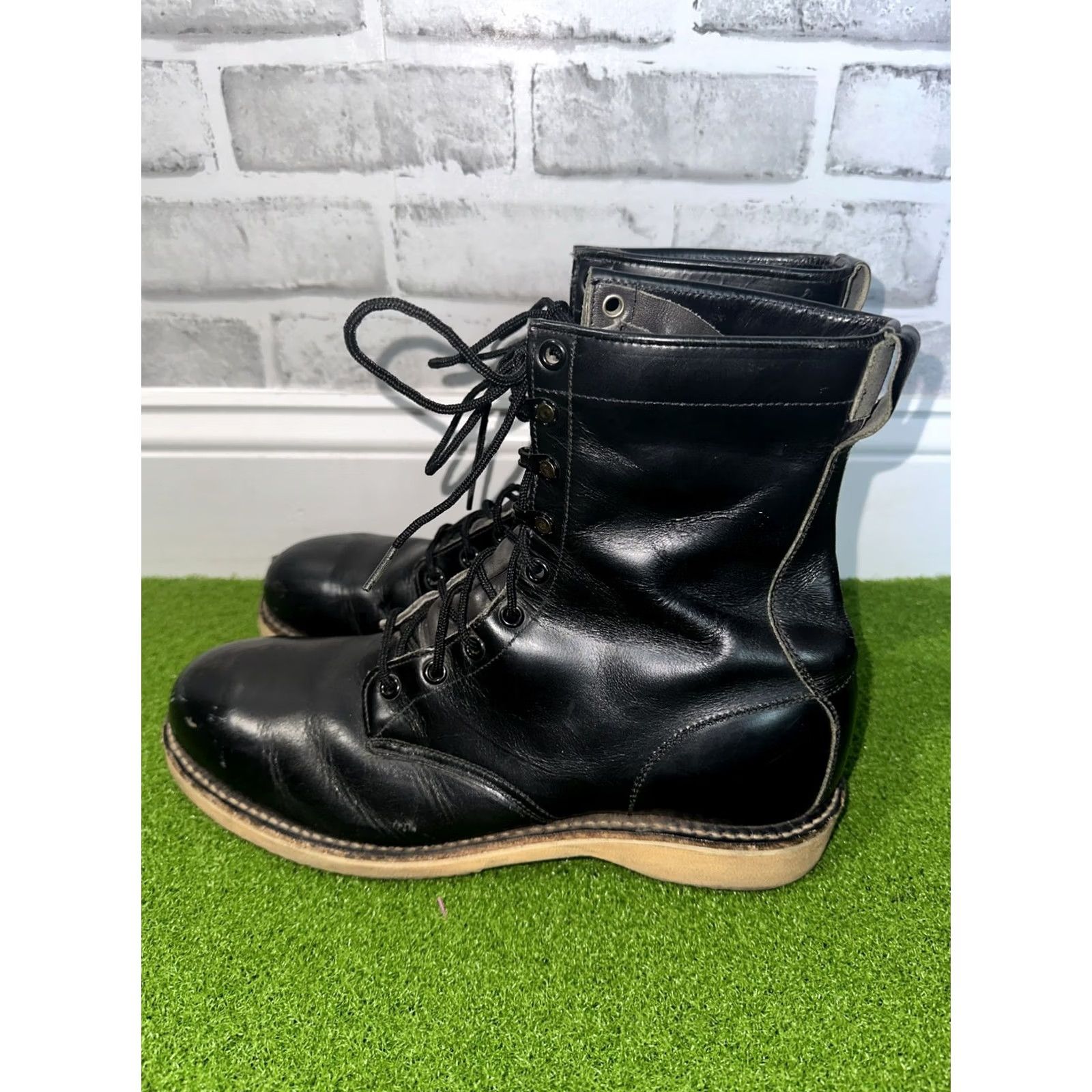 Vibram VTG 1975 Vibram Boots Mens 8.5D Black Military Combat Steel Toe Silvato Size US 9 / EU 42 - 2 Thumbnail