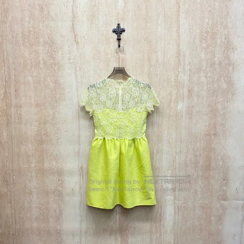 Other Valentino Lemon yellow paneled lace dress Size S / US 4 / IT 40 - 2 Thumbnail