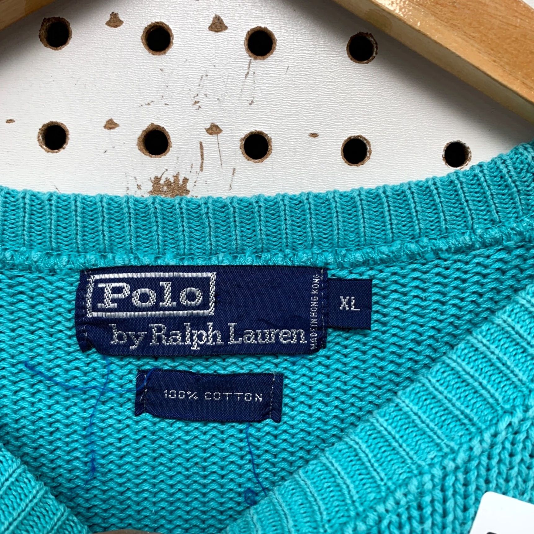 Polo Ralph Lauren VINTAGE Polo Ralph Lauren Sweater XL Blue Green Cookie Crest Knit Pullover Crew Neck Mens 26.5x26 Size US XL / EU 56 / 4 - 3 Thumbnail