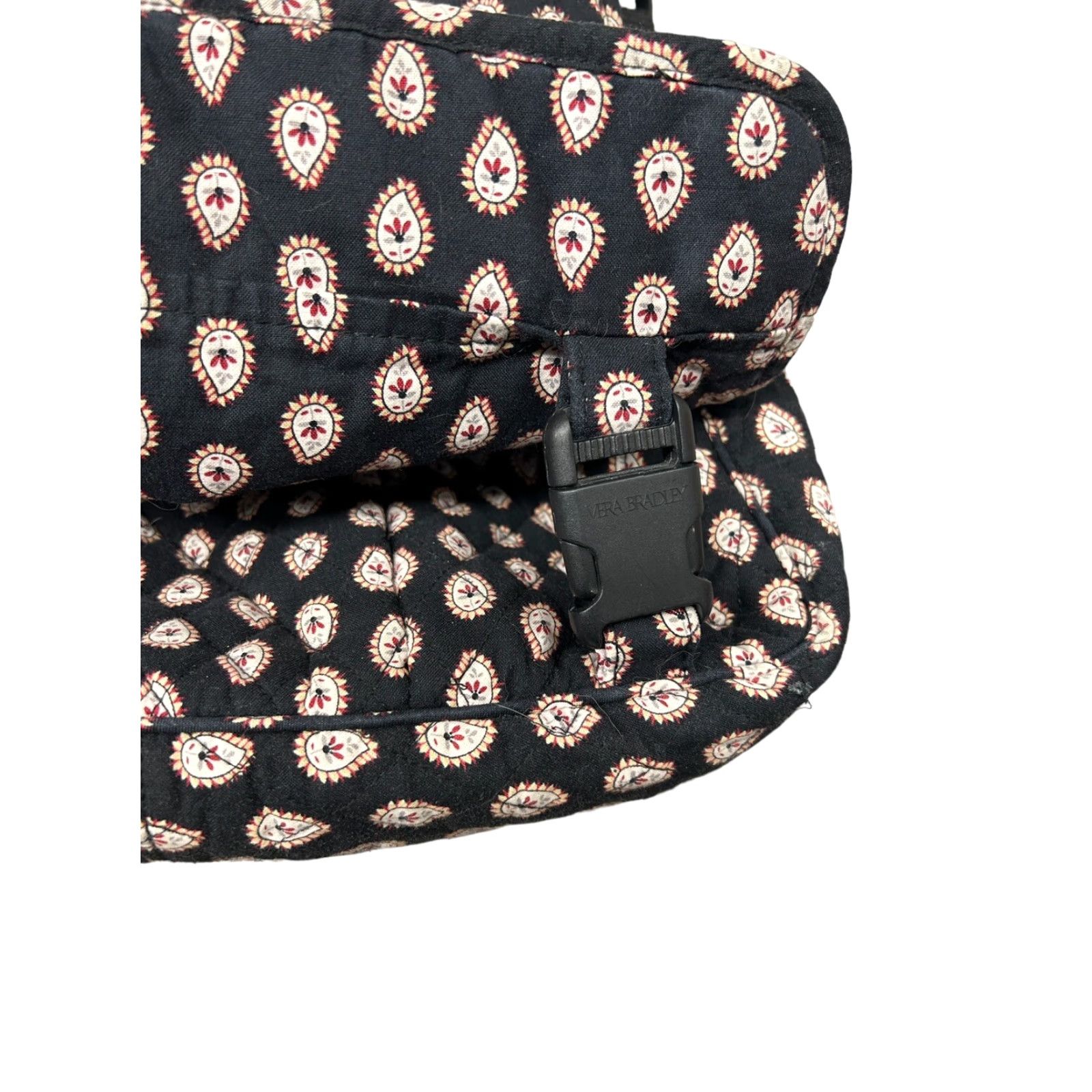 Vintage Vera Bradley Crossbody Messenger Bag Black Paisley Women’s Purse Medium Size ONE SIZE - 5 Thumbnail