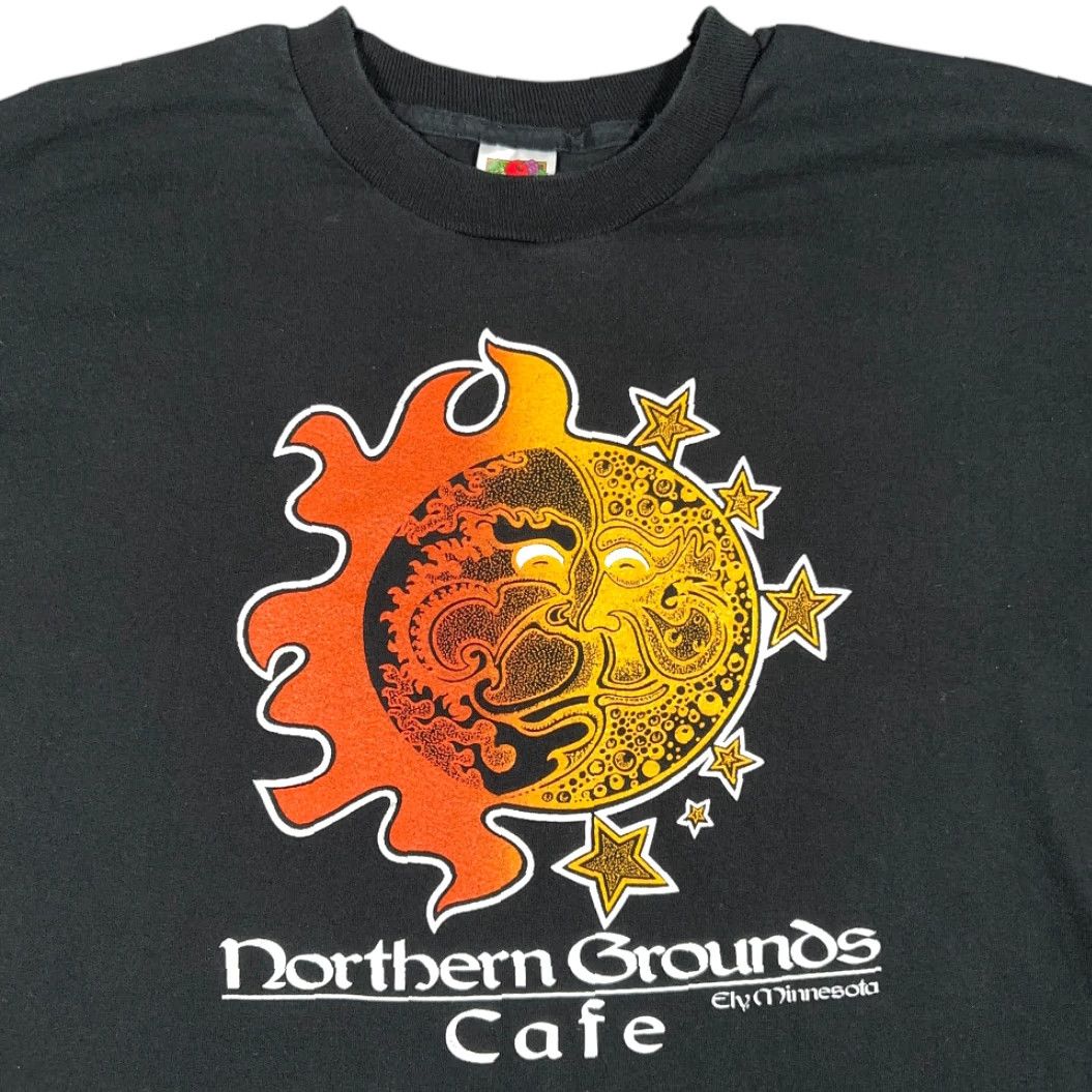 Fruit Of The Loom VINTAGE Fruit of the Loom Shirt Adult EXTRA LARGE Black 90s Northern Grounds Cafe Sun Moon Mens Shirt Size US XL / EU 56 / 4 - 2 Thumbnail