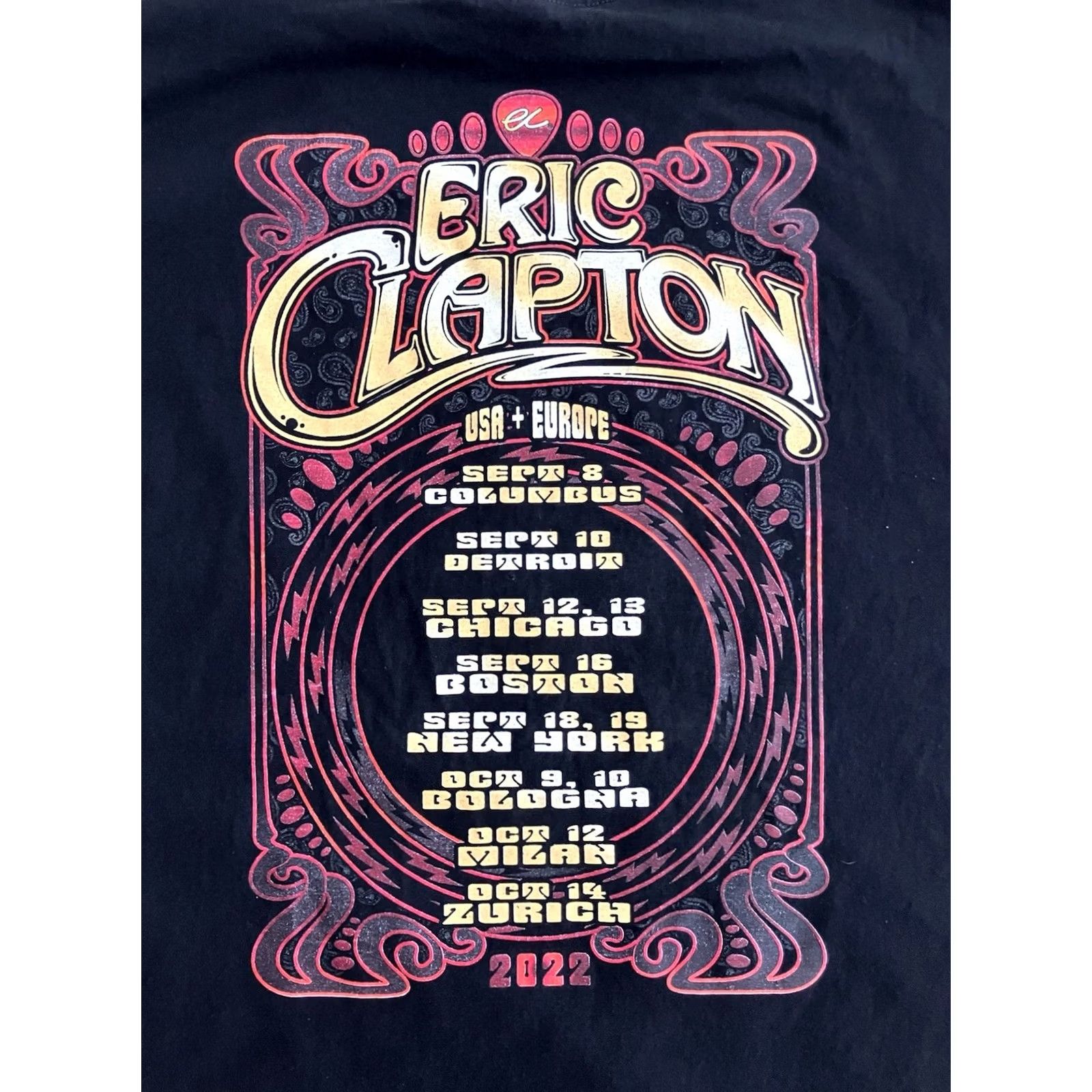 Hanes Eric Clapton Band Black T Shirt Sz M Psychedelic 2022 Tour Retro 60s Style Tee Size US XXL / EU 58 / 5 - 7 Thumbnail