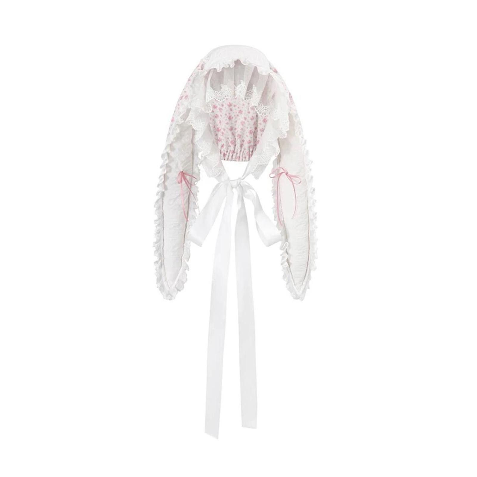 Japanese Brand Pastel pink and white bunny ear ethereal decorative hats Size ONE SIZE - 7 Thumbnail