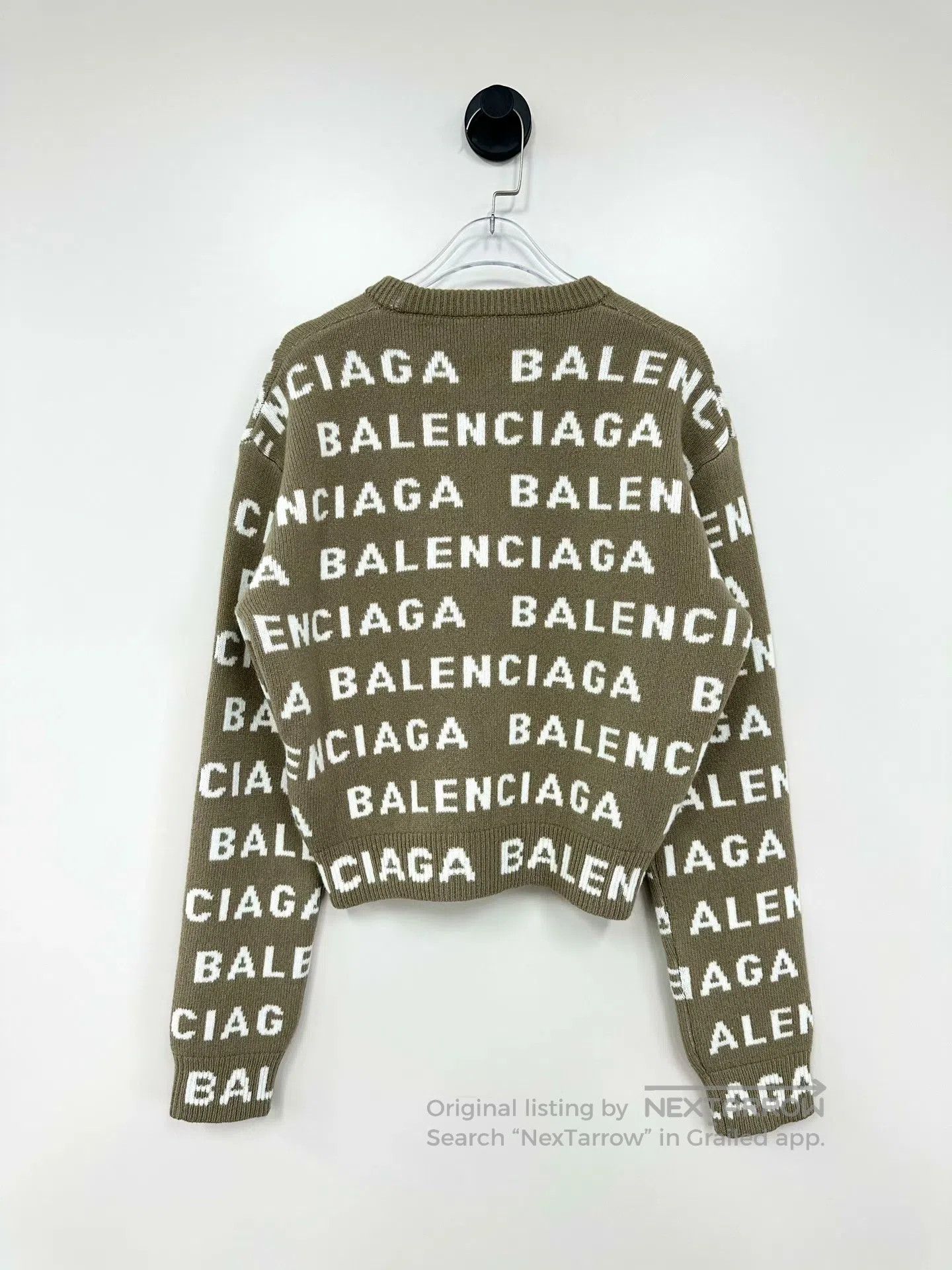 Balenciaga Balenciaga Light brown logo print knit sweater| Size US XS / EU 42 / 0 - 2 Thumbnail