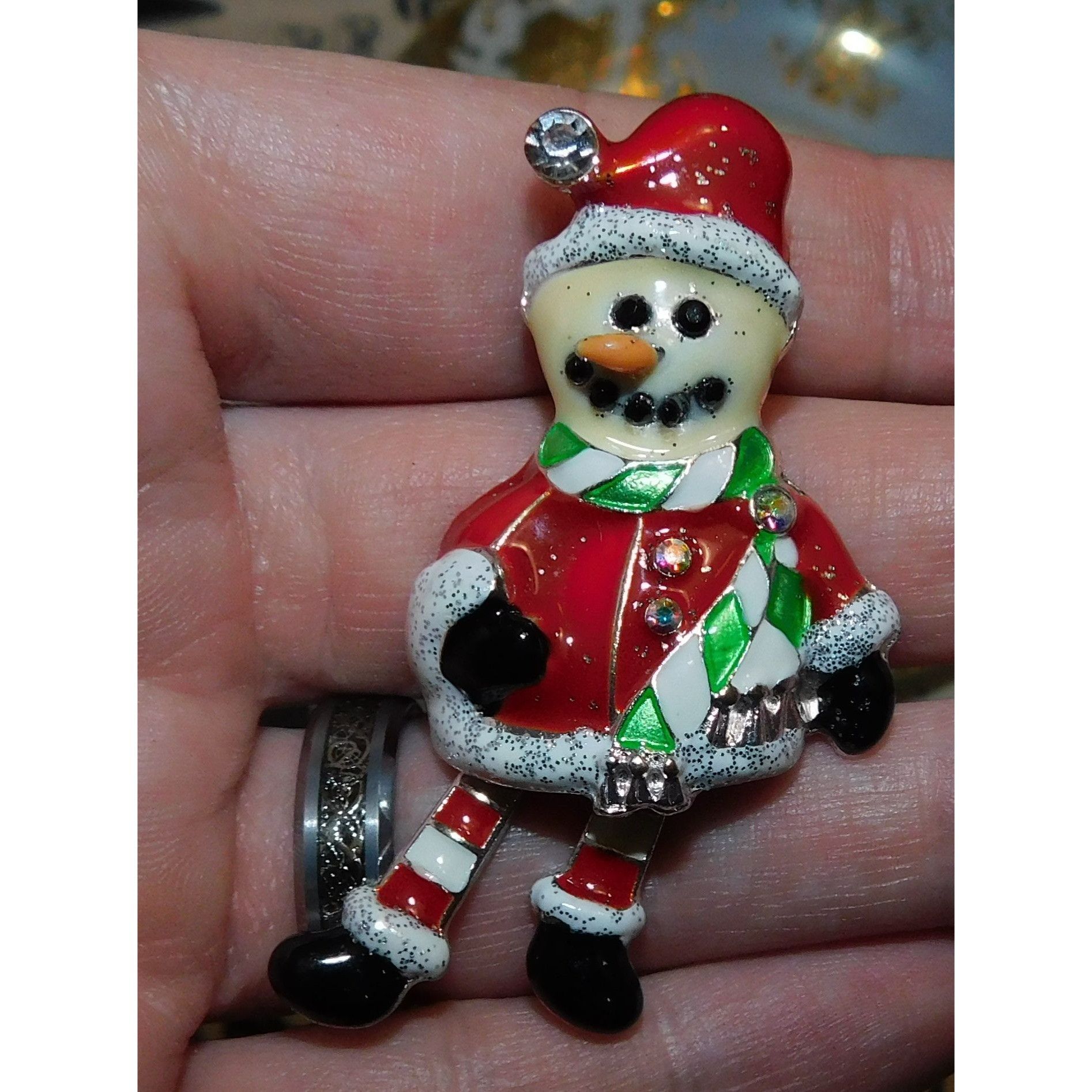 Other Vintage Articulated Snowman Glitter Brooch Size ONE SIZE - 2 Thumbnail