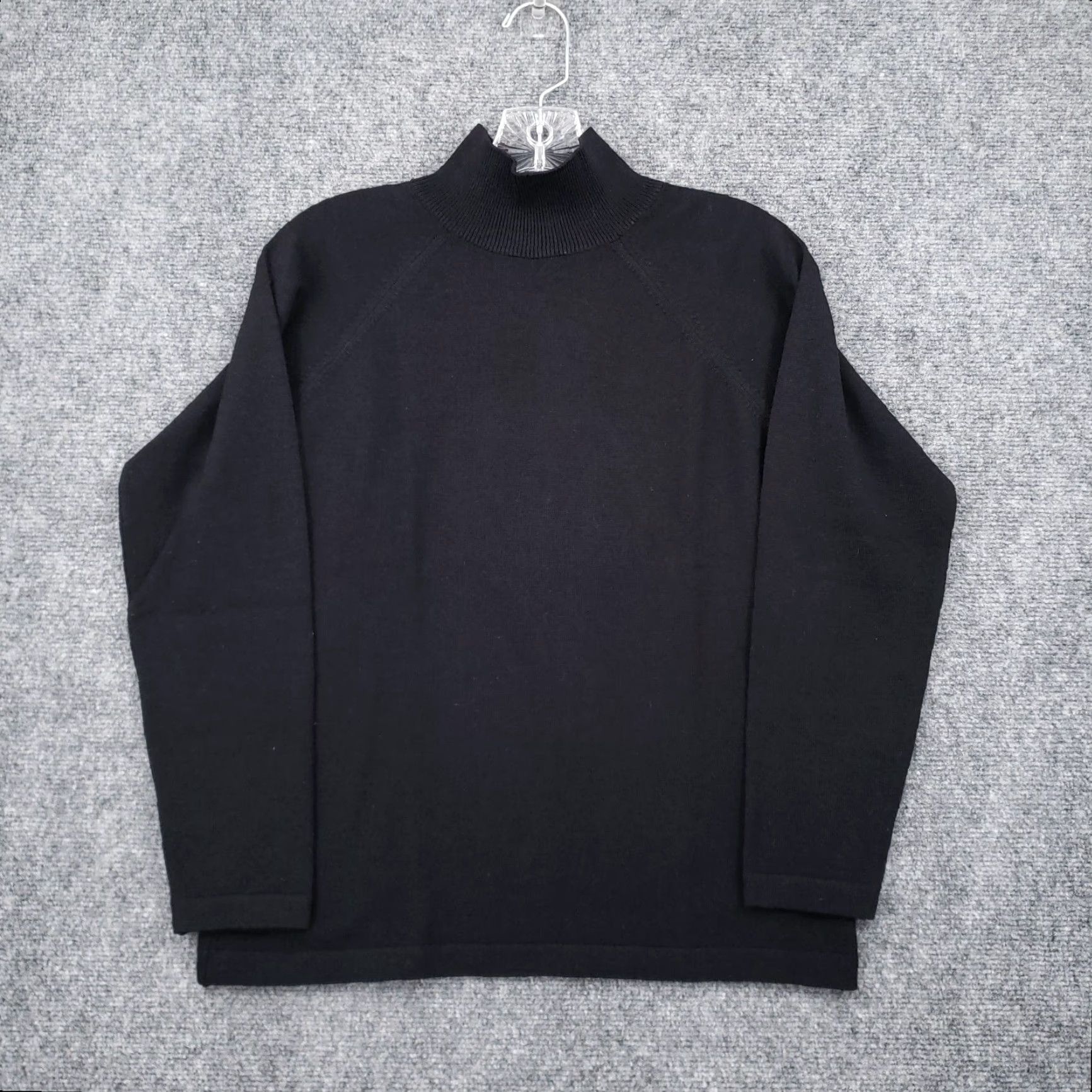 Saks Fifth Avenue Saks Fifth Avenue Sweater Womens L Black Wool Pullover Mock Neck Raglan Sleeve Knit Solid The Works Size L / US 10 / IT 46 - 2 Thumbnail