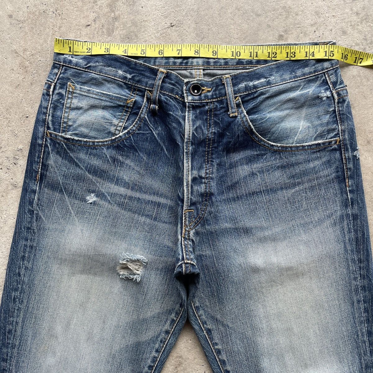 Japanese Brand × Jean × Vintage Vintage Japan Distressed Faded Jeans Denim Pants Rare Size US 31 - 5 Thumbnail