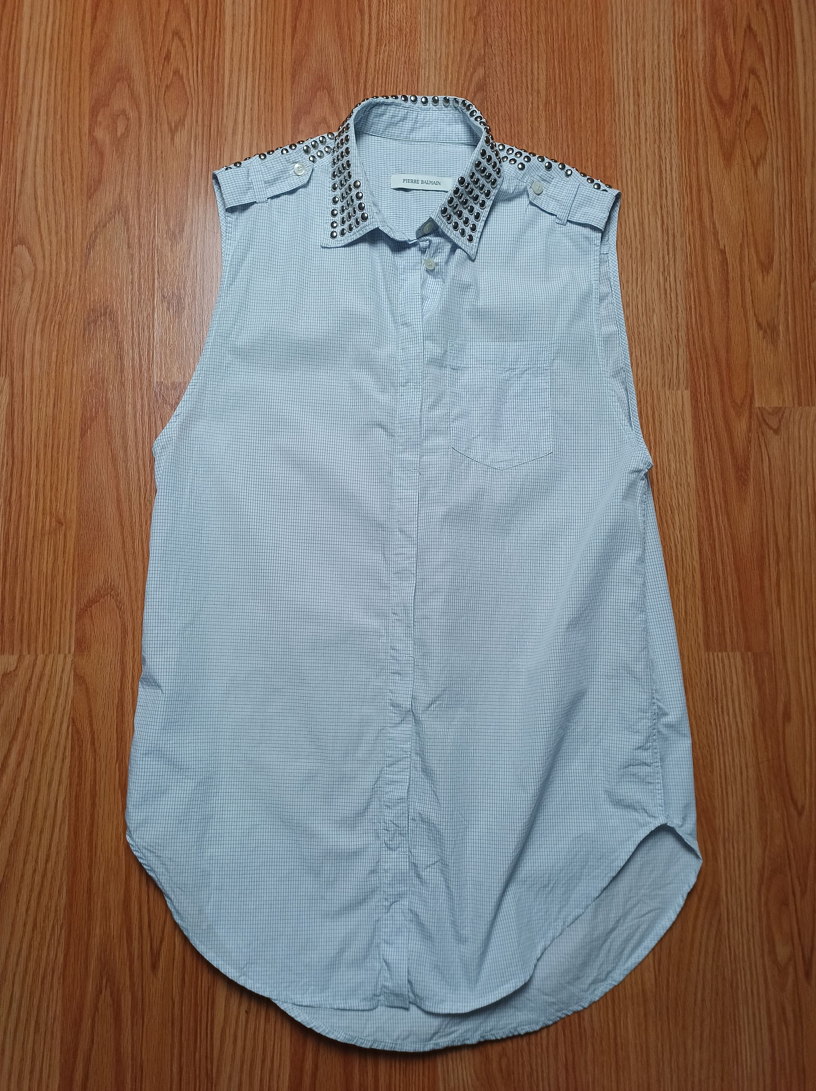 Pierre Balmain PIERRE BALMAIN Sleeveless Cotton Metal Studded Shirt IT 40 Size S / US 4 / IT 40 - 6 Thumbnail
