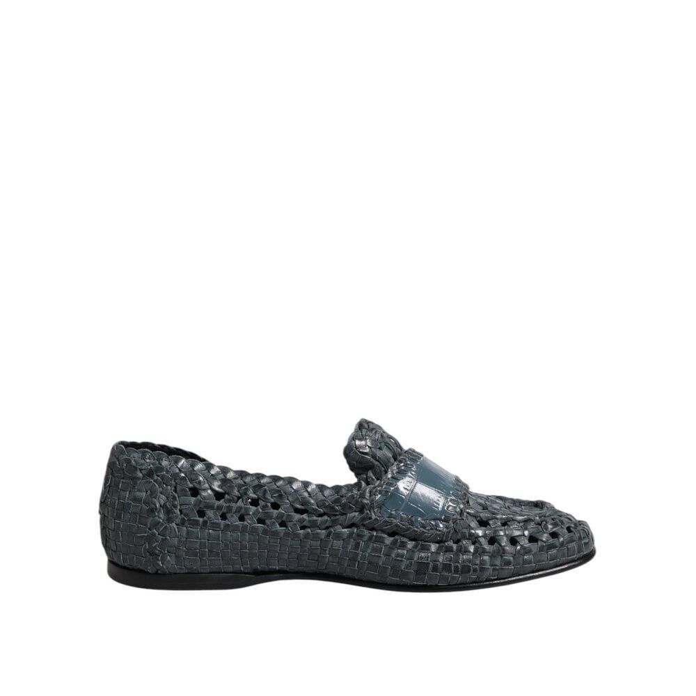Dolce & Gabbana Dolce & Gabbana Blue Woven Leather Slip On Loafers Shoes Size US 8 / EU 41 - 1 Thumbnail