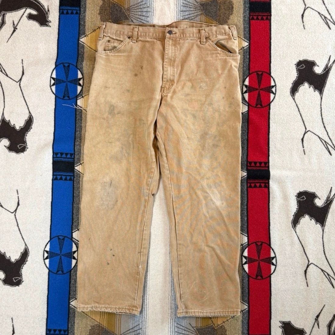 Dickies VINTAGE Dickies Canvas Carpenter Pants Jeans 40x32 Brown Regular Men 90s Grunge Workwear Distressed Canvas Straight Inseam 32" Button Zip Size US 40 / EU 56 - 2 Thumbnail