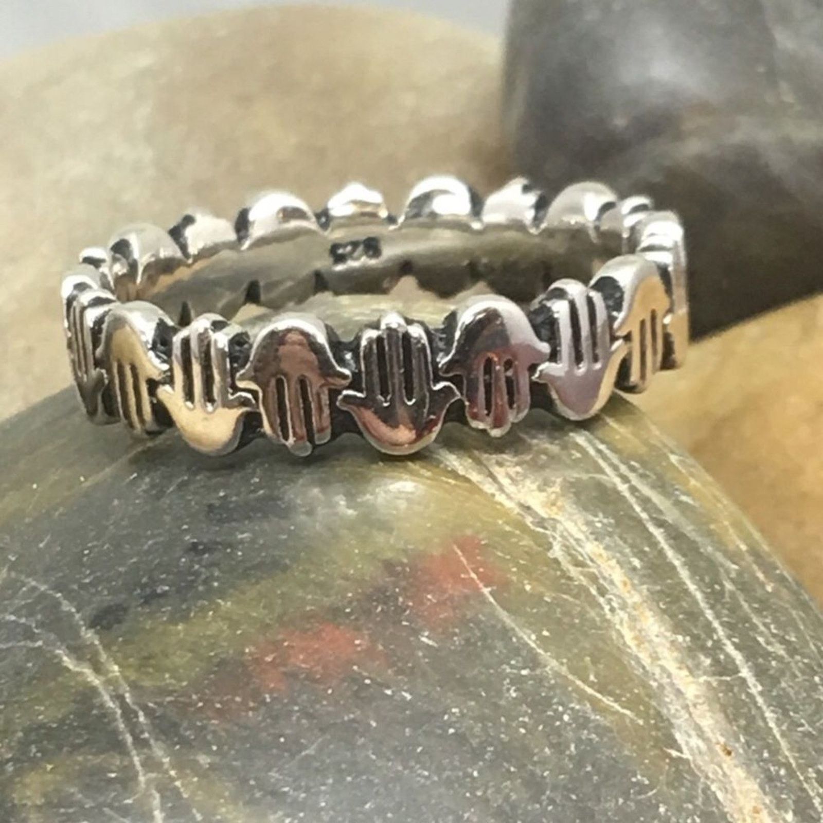 The Unbranded Brand Sterling Silver Hamza Band Eternity Ring Size ONE SIZE - 3 Thumbnail
