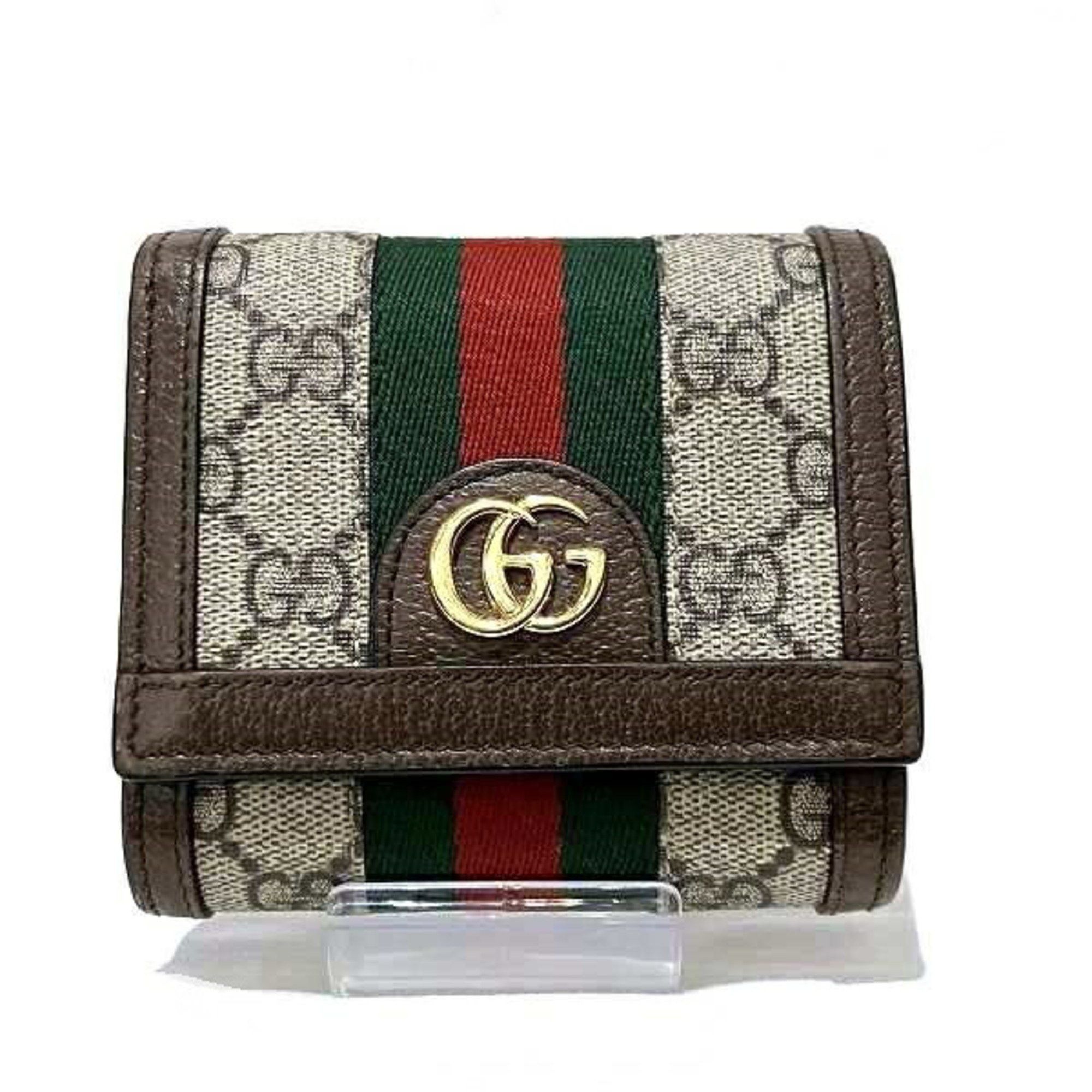 image of Gucci GG Supreme Sherry Line 598662 Trifold Wallet Women's in Beige
