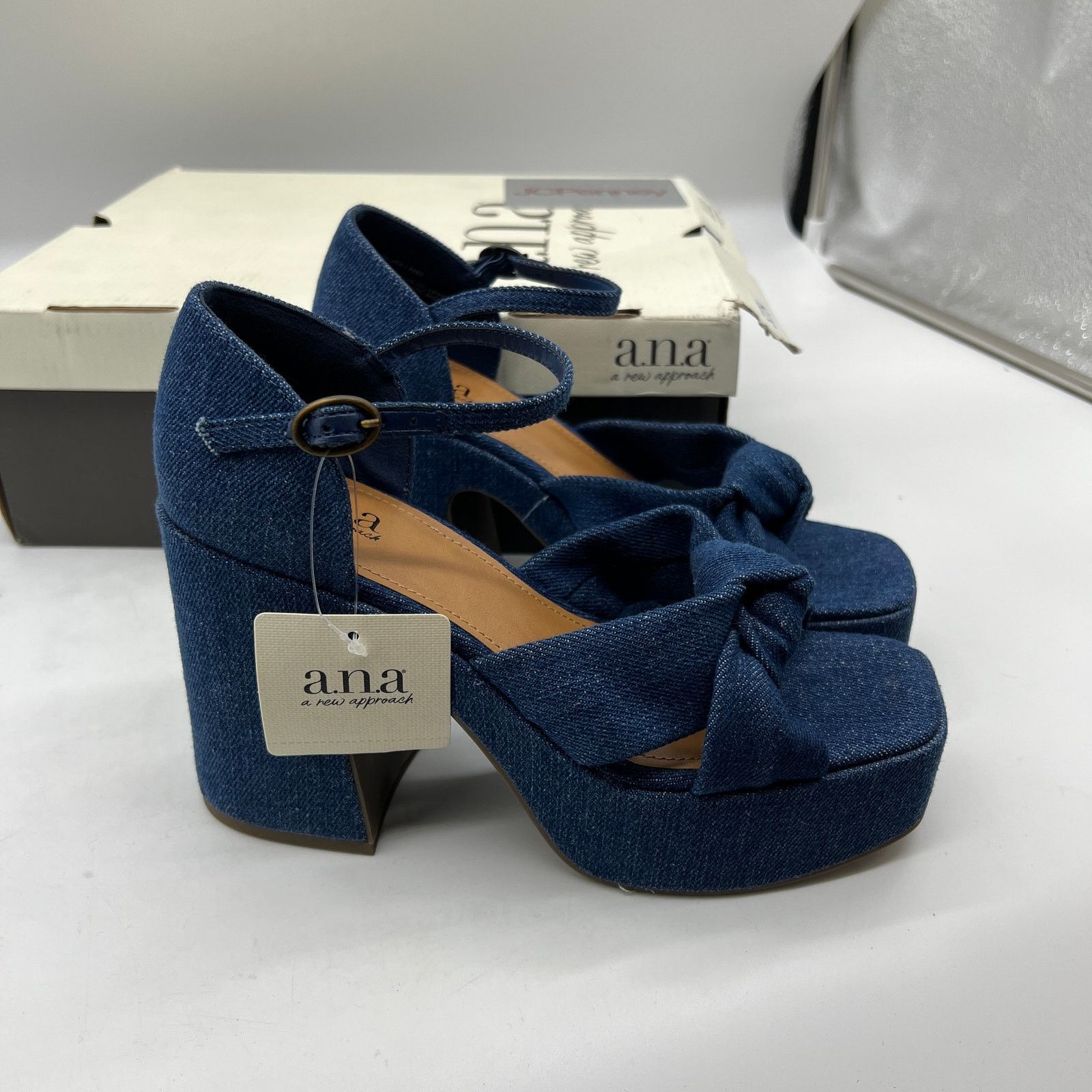 Other a.n.a Womens Holland Heeled Sandals Denim Platform Size US 6 / IT 36 - 1 Thumbnail