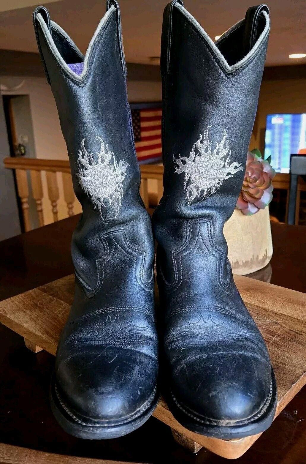 Harley Davidson Harley Davidson Mens Amarillo Size 12 Leather Logo Boots BB1 Size US 12 / EU 45 - 2 Thumbnail