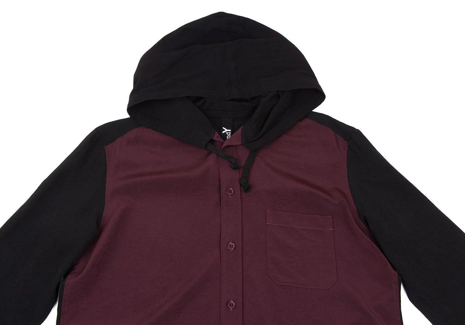 Yohji Yamamoto Bi-Color Hooded Shirt Set in Burdy and Black Size US M / EU 48-50 / 2 - 3 Thumbnail