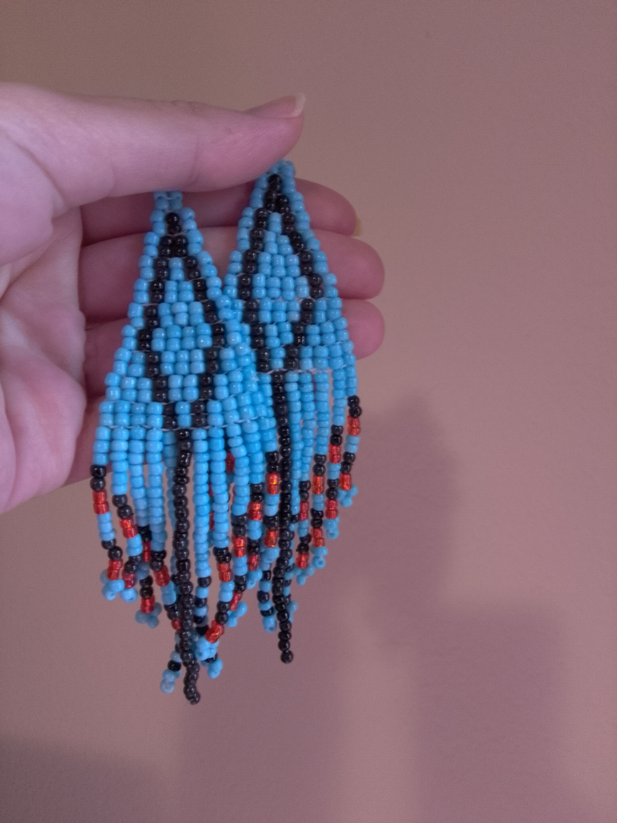 Handmade Earrings Ethnic Blue Bangs. Necklace Pendant in Steel Size ONE SIZE - 7 Thumbnail