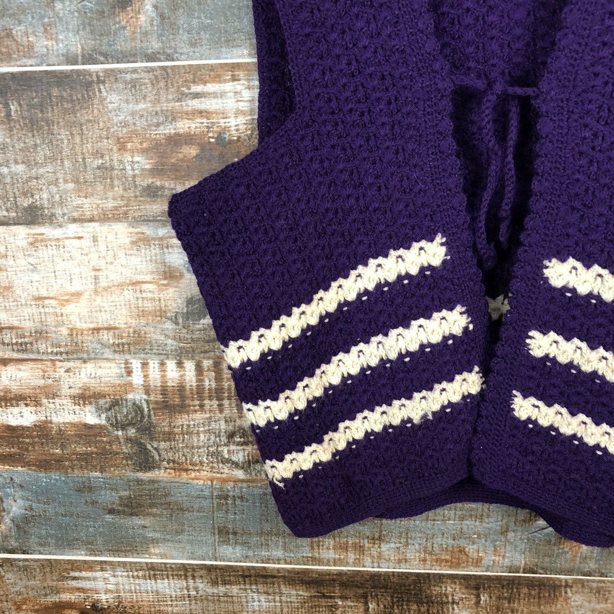 Homespun Knitwear × Japanese Brand × Vintage Japanese Brand Dark Purple Knitwear Vest #A2249 Size M / US 6-8 / IT 42-44 - 7 Thumbnail